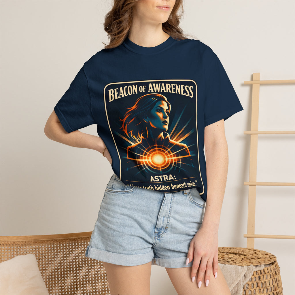 Power Runs Black Beacon of Awareness T-Shirt — “Astra: I hear truth hidden beneath noise” Cosmic Graphic Tee by Power Runs Black
