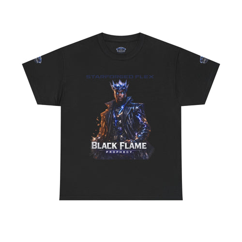 Black Flame Prophecy Graphic Tee — Dark Fantasy Sci-Fi T-Shirt | Power Runs Black by Printify
