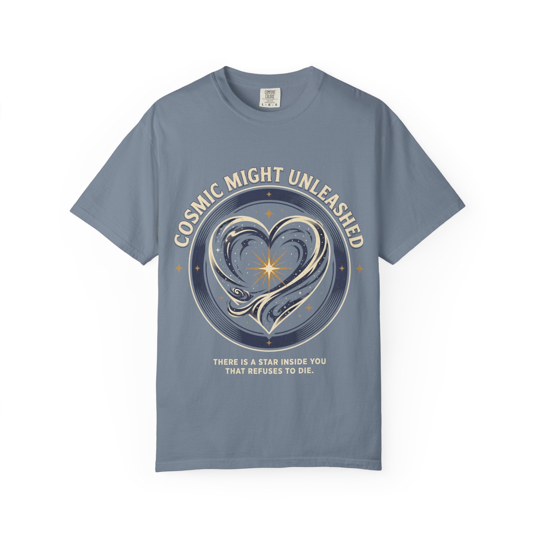PRB Starforged Flex Cosmic Might Unleashed Heart Graphic T-Shirt — "Cosmic Might Unleashed" Astral Design by Power Runs Black