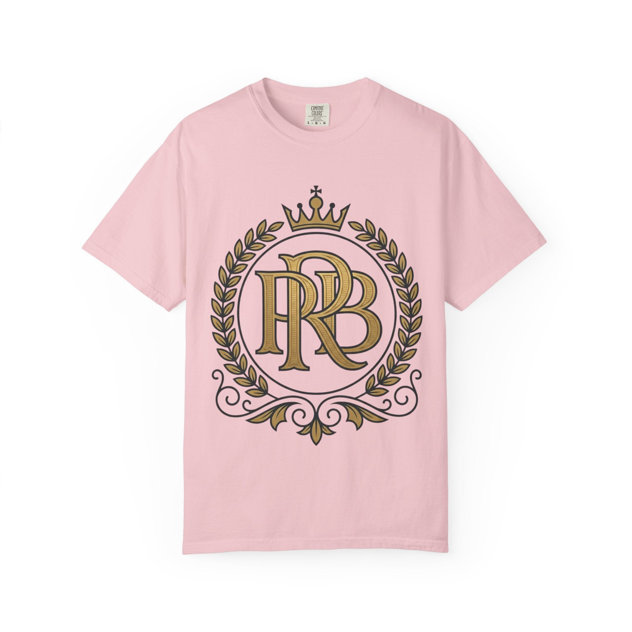 PRB Gold Monogram Crest Graphic T-Shirt | Laurel Crown Emblem Streetwear Tee by Printify
