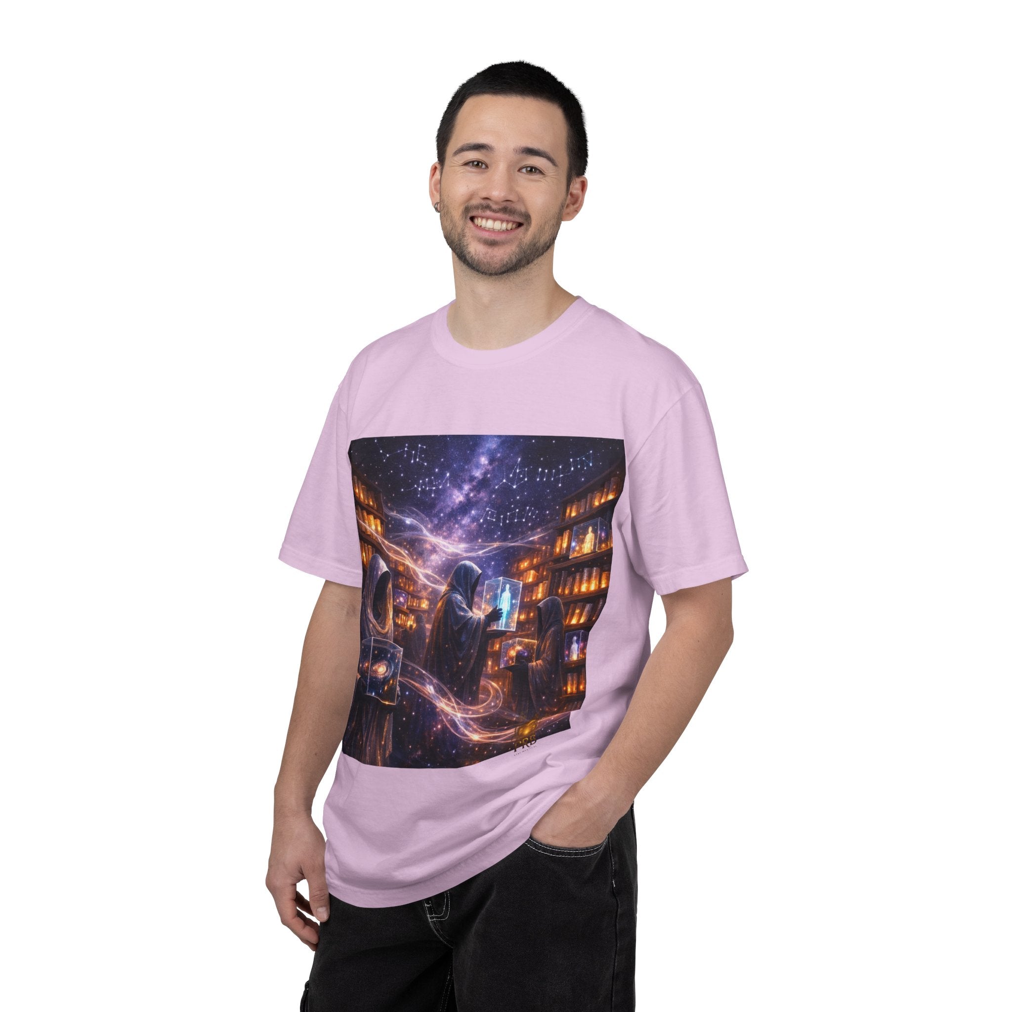 PRB Mystic Library Wizards T-Shirt — Cosmic Sorcerer Art Tee by Power Runs Black