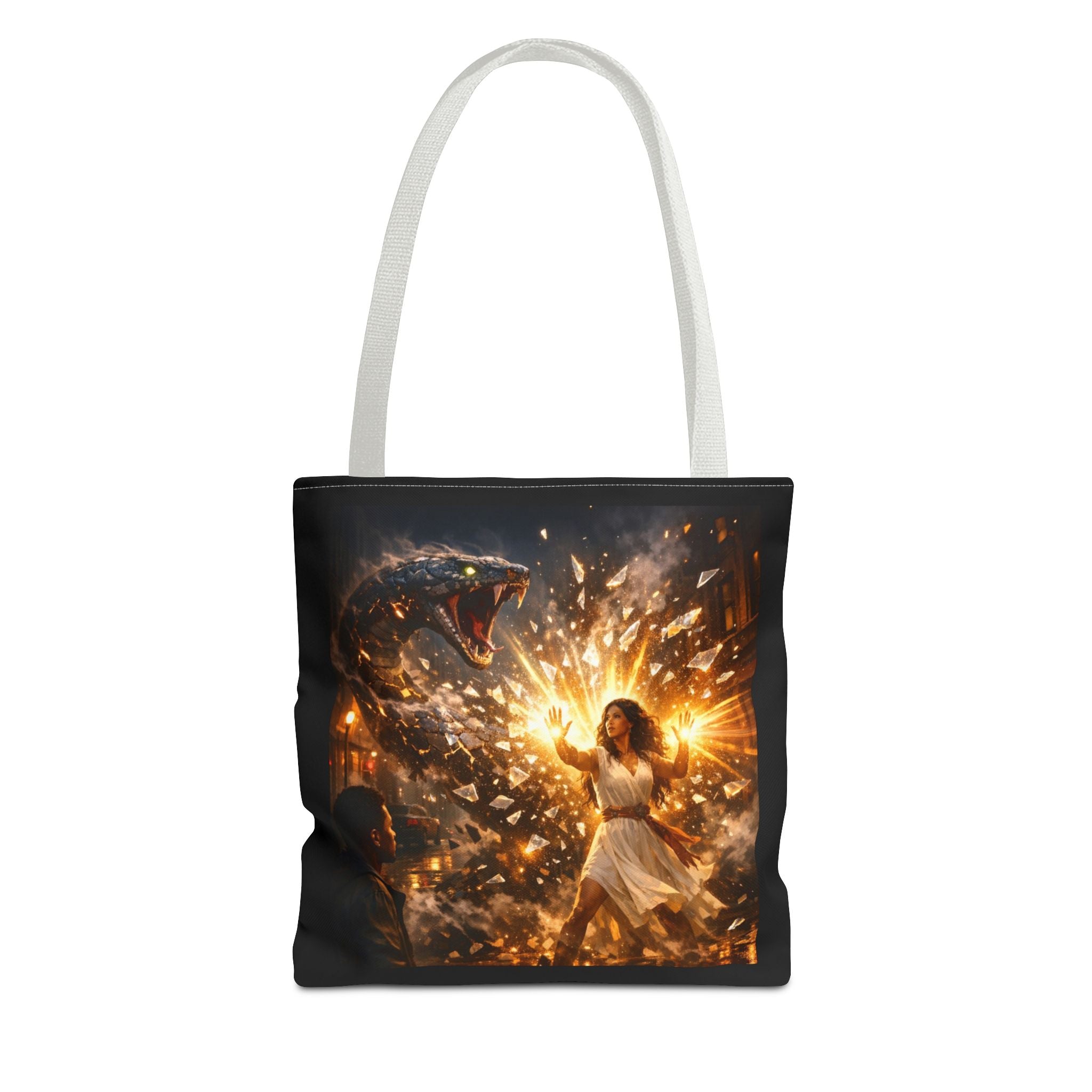 PRB Raging Serpent Burst tote bag | Fantasy serpent explosion art by Printify