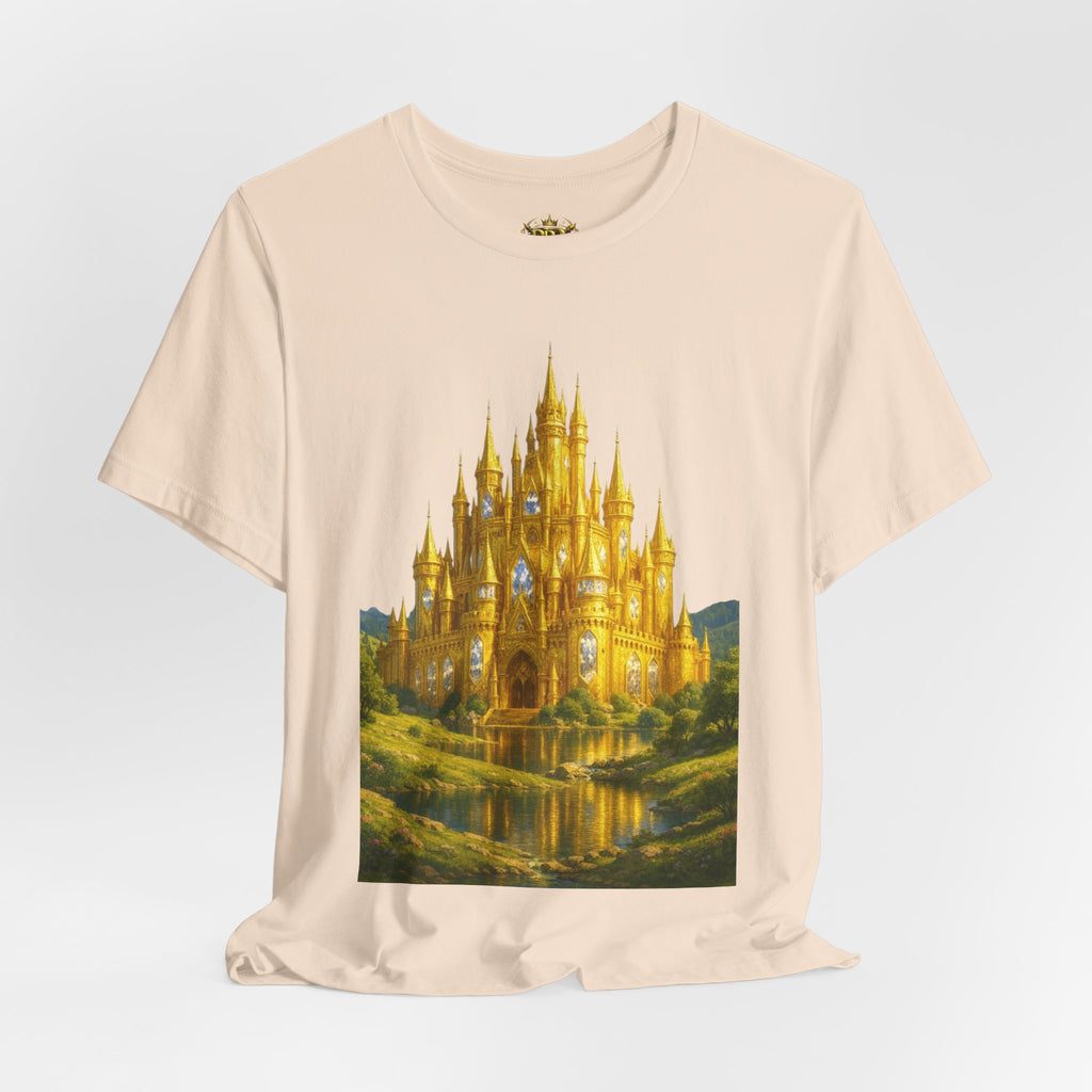 PRB Golden Fantasy Castle Tee | Magical Kingdom Illustration, Fairytale Scene by Printify
