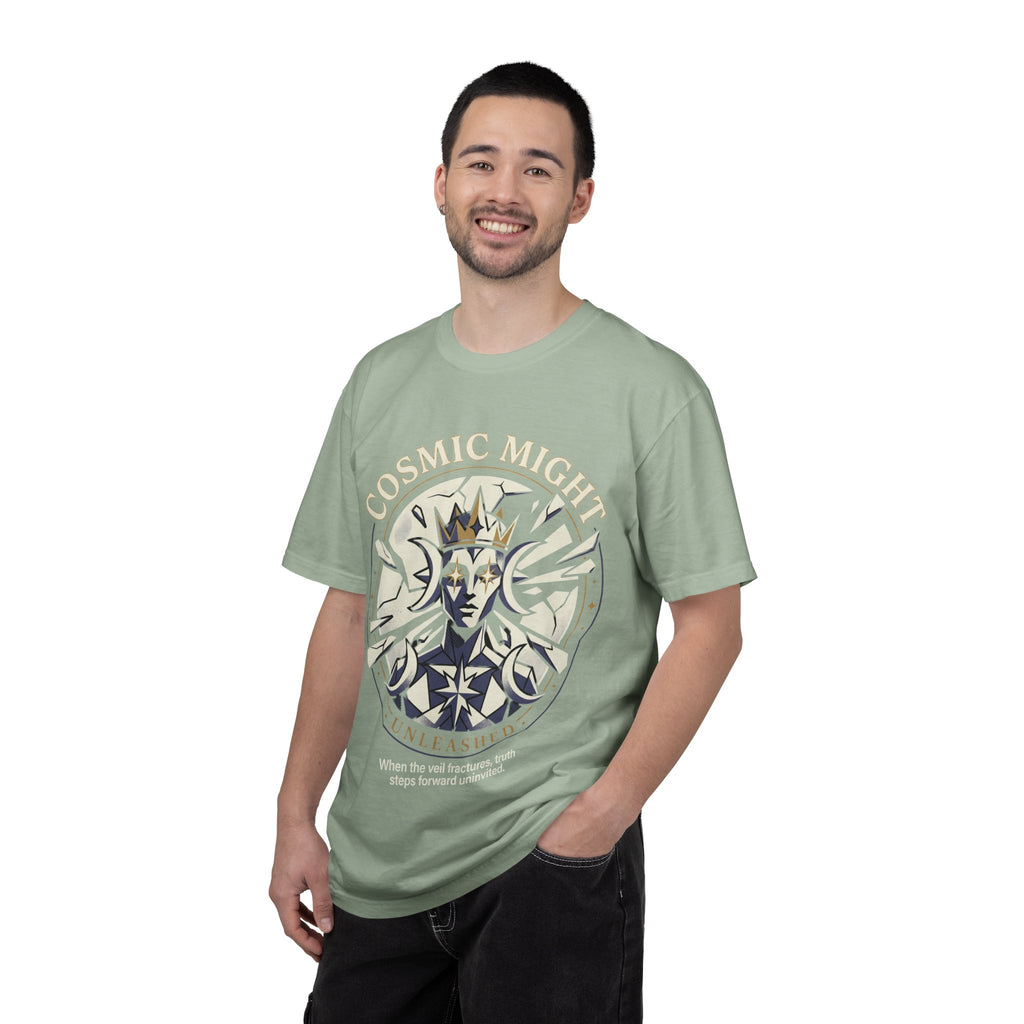 PRB Starforged Flex Cosmic Might Unleashed Graphic T-Shirt — 'Cosmic Might Unleashed' Vintage Astro King Tee by Power Runs Black