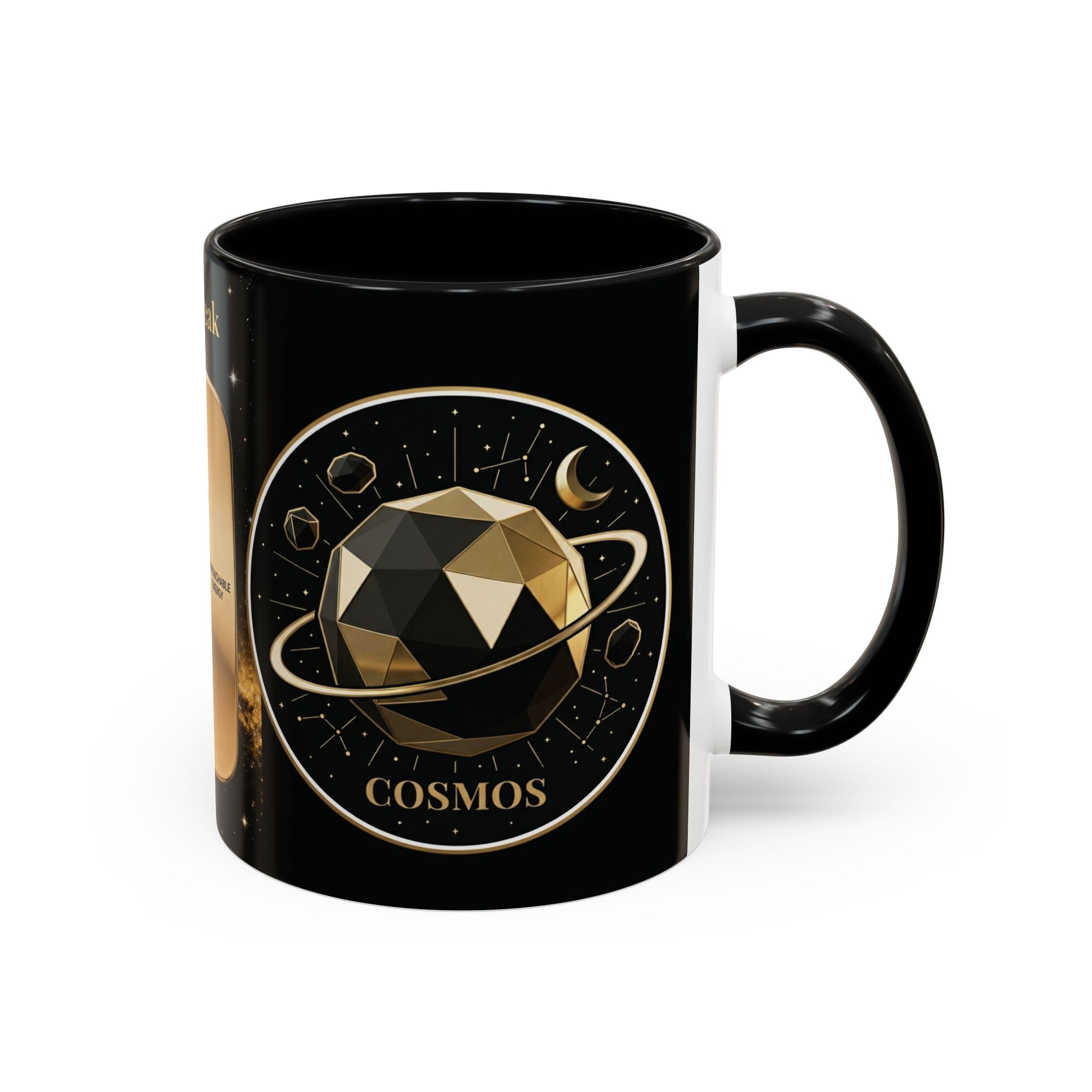 PRB Gold Cosmos Design Accent Coffee Mug | The Break, Planet Illustration by Printify