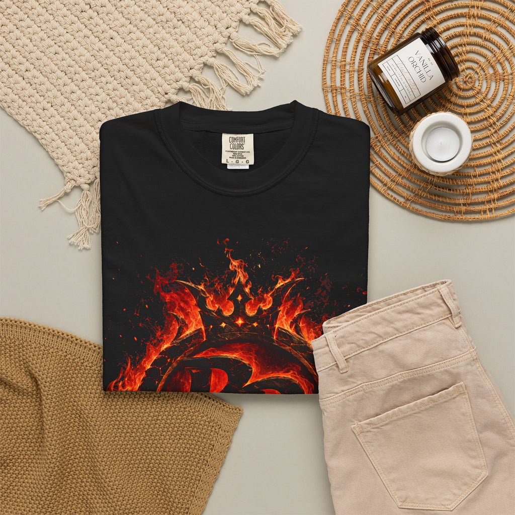 Power Runs Back PRB Flame Logo T-shirt | Fiery Emblem Tee, Grunge Rock Chic by Power Runs Black