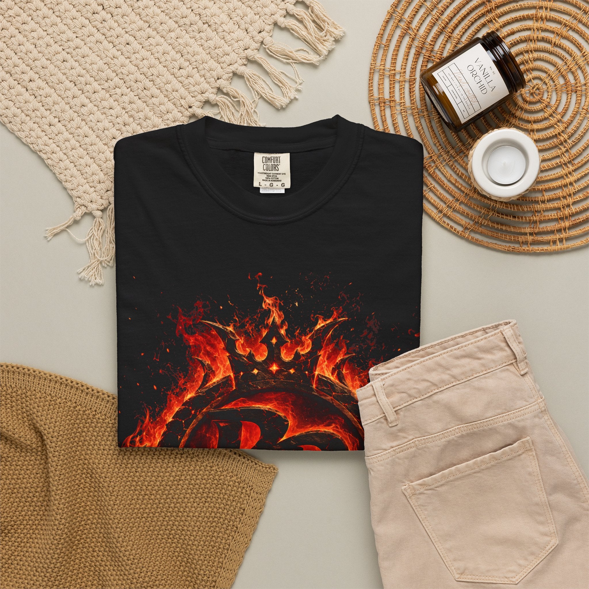 Power Runs Back PRB Flame Logo T-shirt | Fiery Emblem Tee, Grunge Rock Chic by Power Runs Black