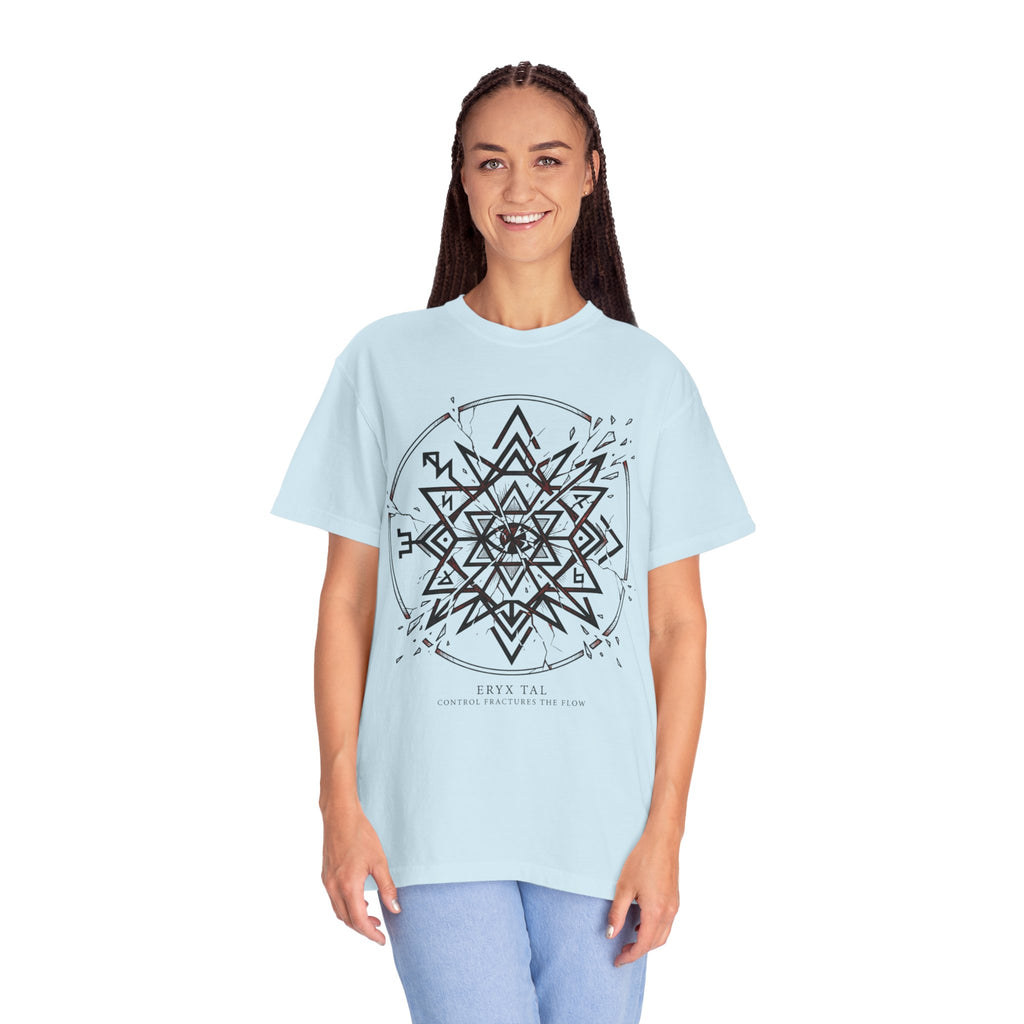 Power Runs Black PRB Eryx Tal Geometric Mandala T-Shirt — Symmetric Star Graphic Tee by Power Runs Black