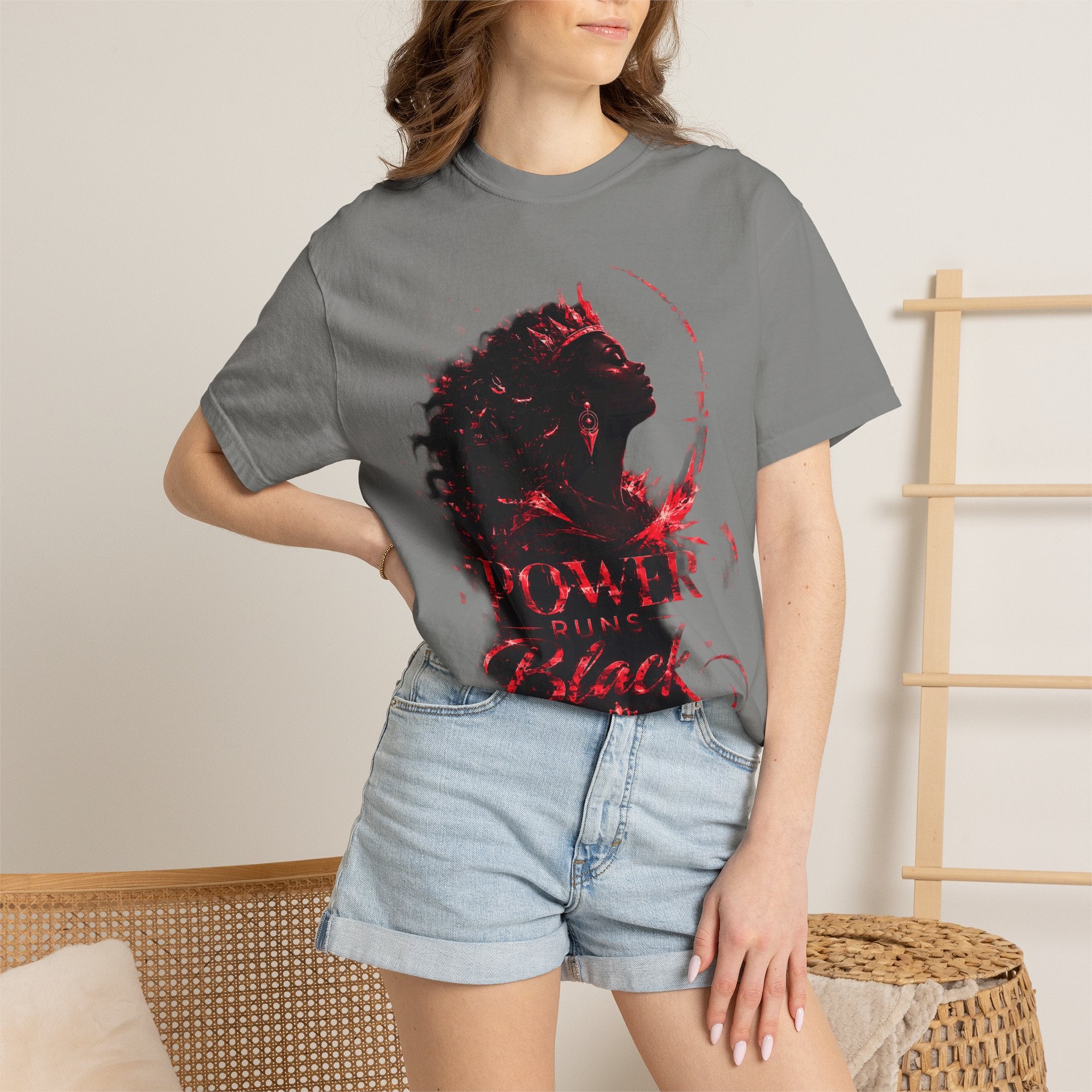 Power Runs Black Crown T-Shirt | Gothic Silhouette Artwork by Power Runs Black