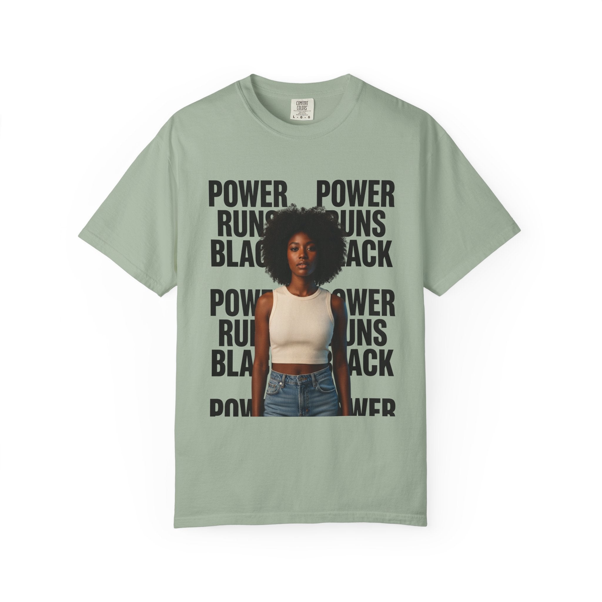 Power Runs Black PRB Power Runs Black T-Shirt — Empowerment Portrait Tee by Printify