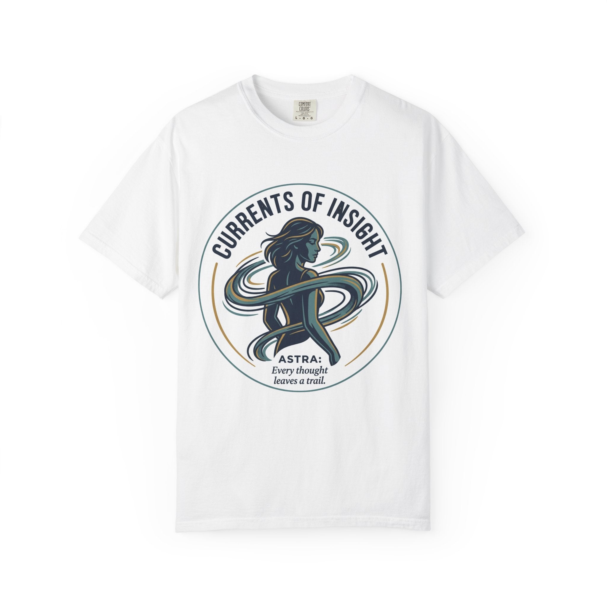 Power Runs Black Currents of Insight T-Shirt — 'Astra: Every thought leaves a trail' Graphic Tee by Power Runs Black