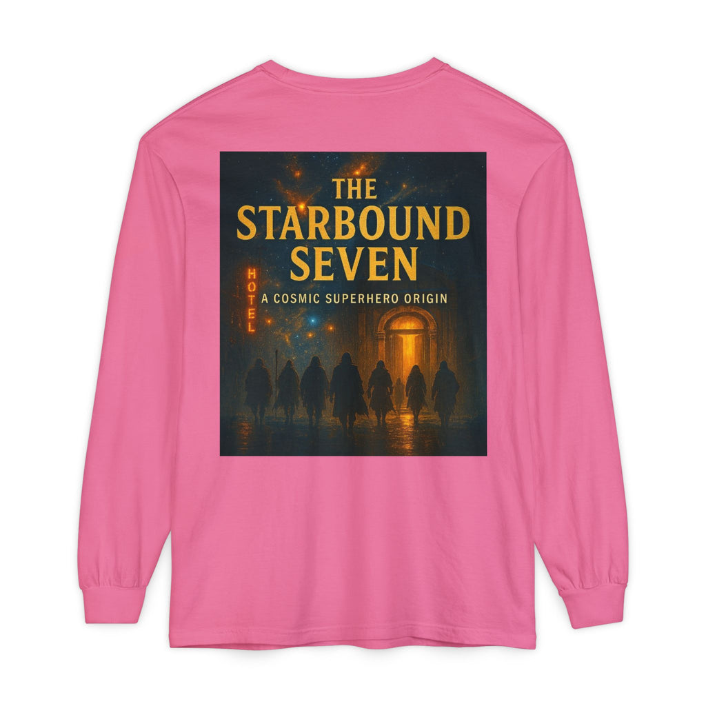 PRB The Starbound Seven graphic long sleeve shirt | cosmic superhero poster by Power Runs Black