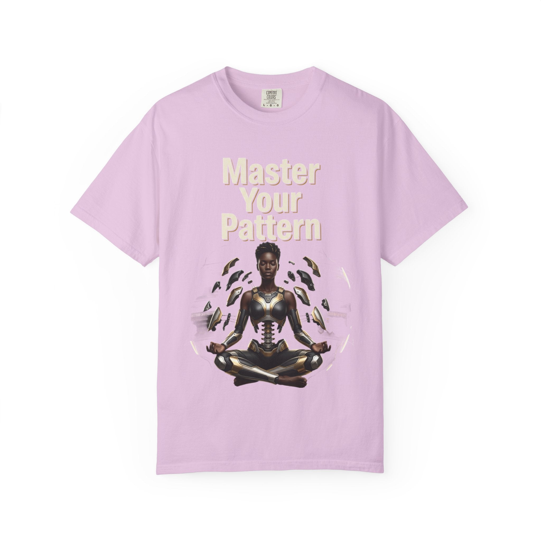 Printify PRB Master Your Pattern T-Shirt | Meditative Black Figure, Gold Accents - T-Shirt