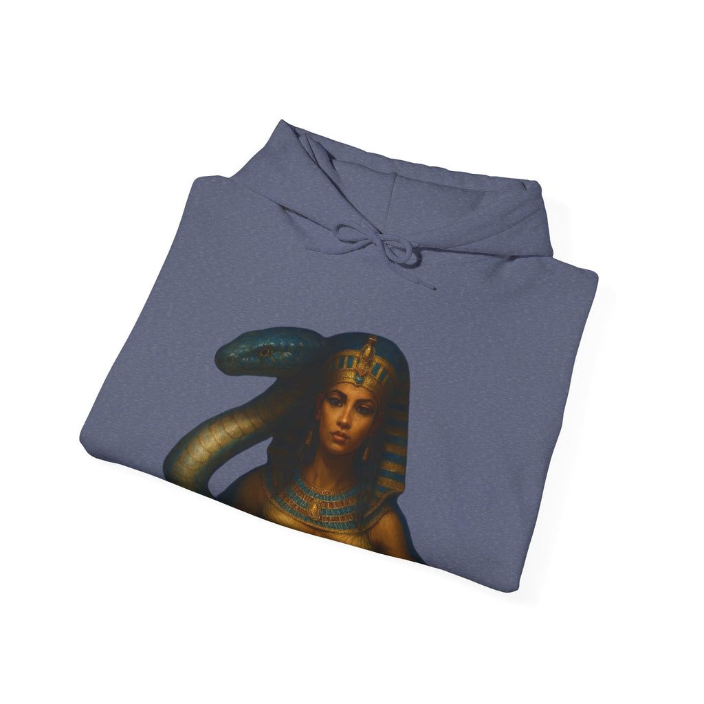PRB Egyptian Goddess Portrait Hoodie | Serpent Headdress, Ancient Queen Art by Power Runs Black