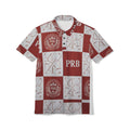 PRB Checkerboard Polo Shirt — Maroon Crest All-Over Print by Printify