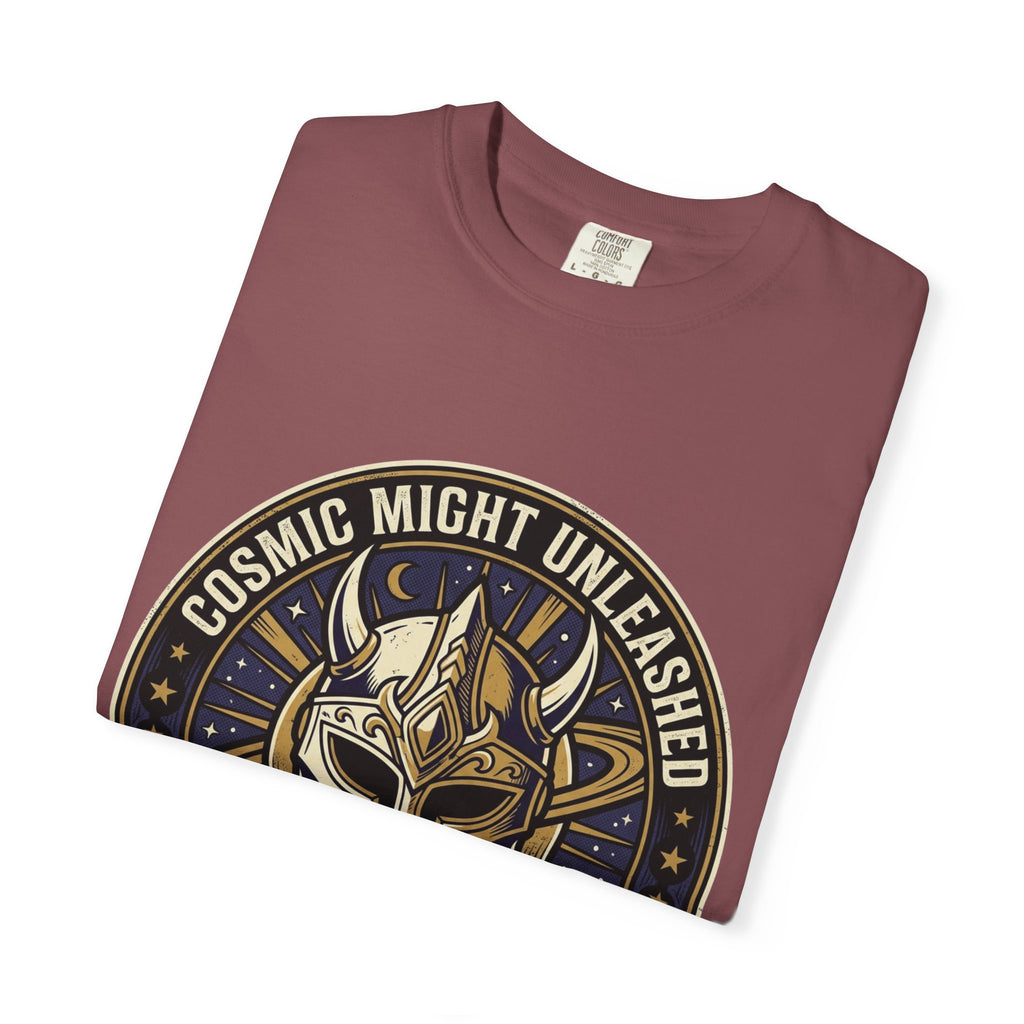 PRB Starforged Flex Cosmic Might Unleashed T-Shirt — Mythic Helmet Graphic Tee by Power Runs Black