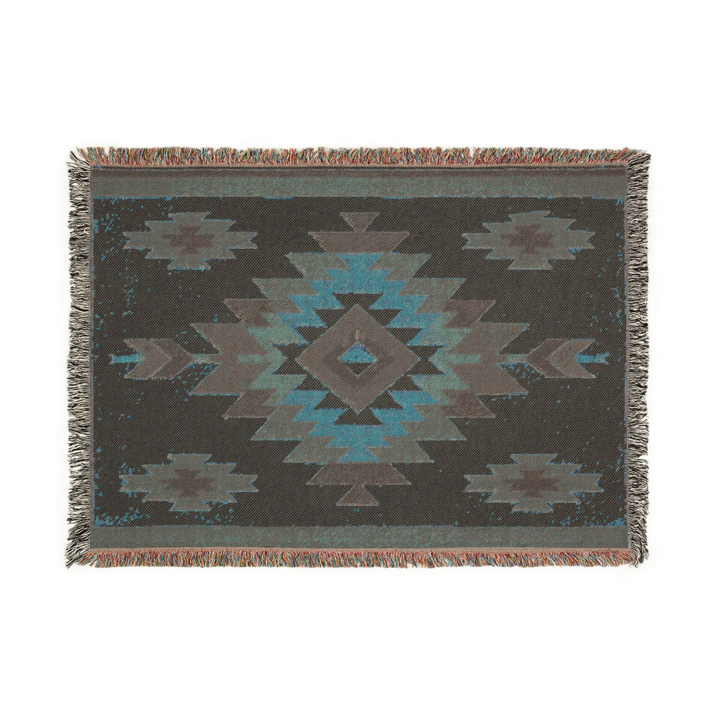 PRB Southwestern Navajo Diamond Woven Blanket | Aztec Throw Blanket by Power Runs Black