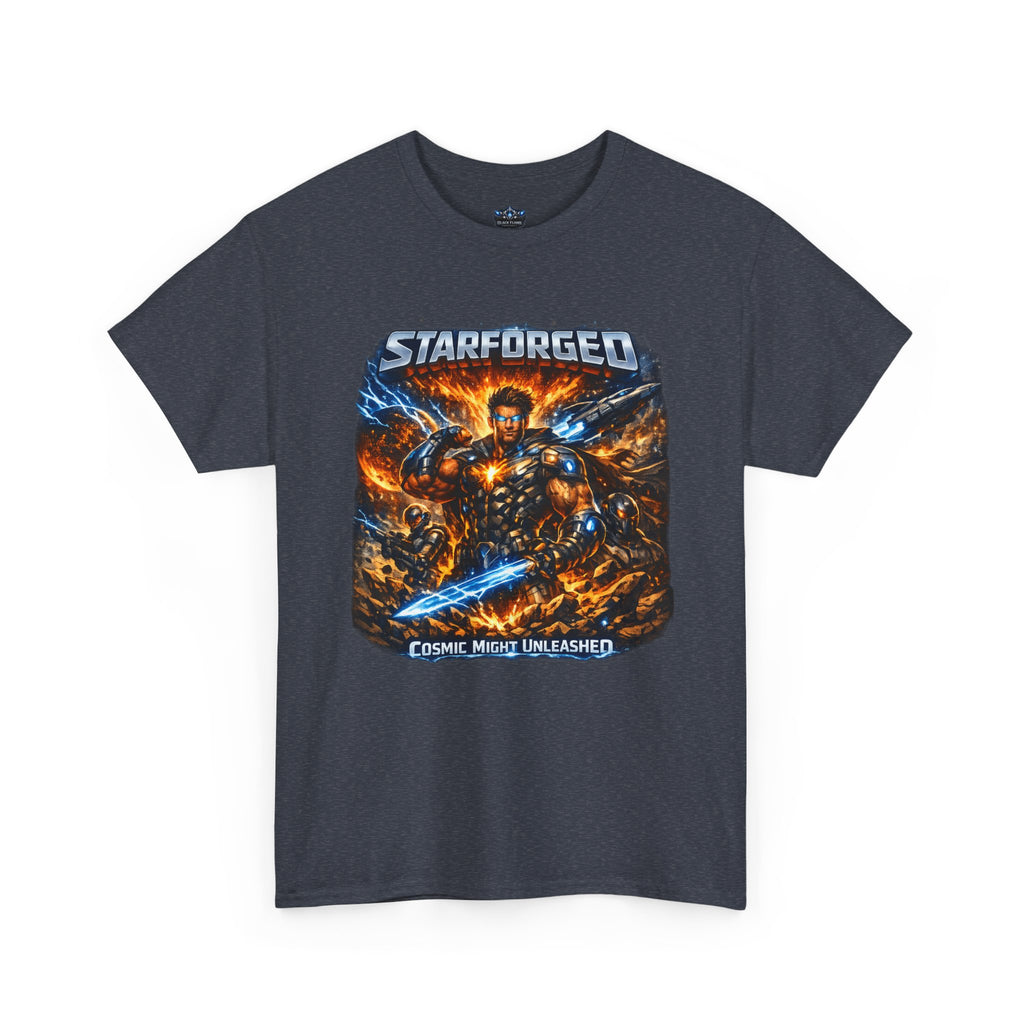 Starforged Flex : Cosmic Might Unleashed Illustration Graphic T by Power Runs Black