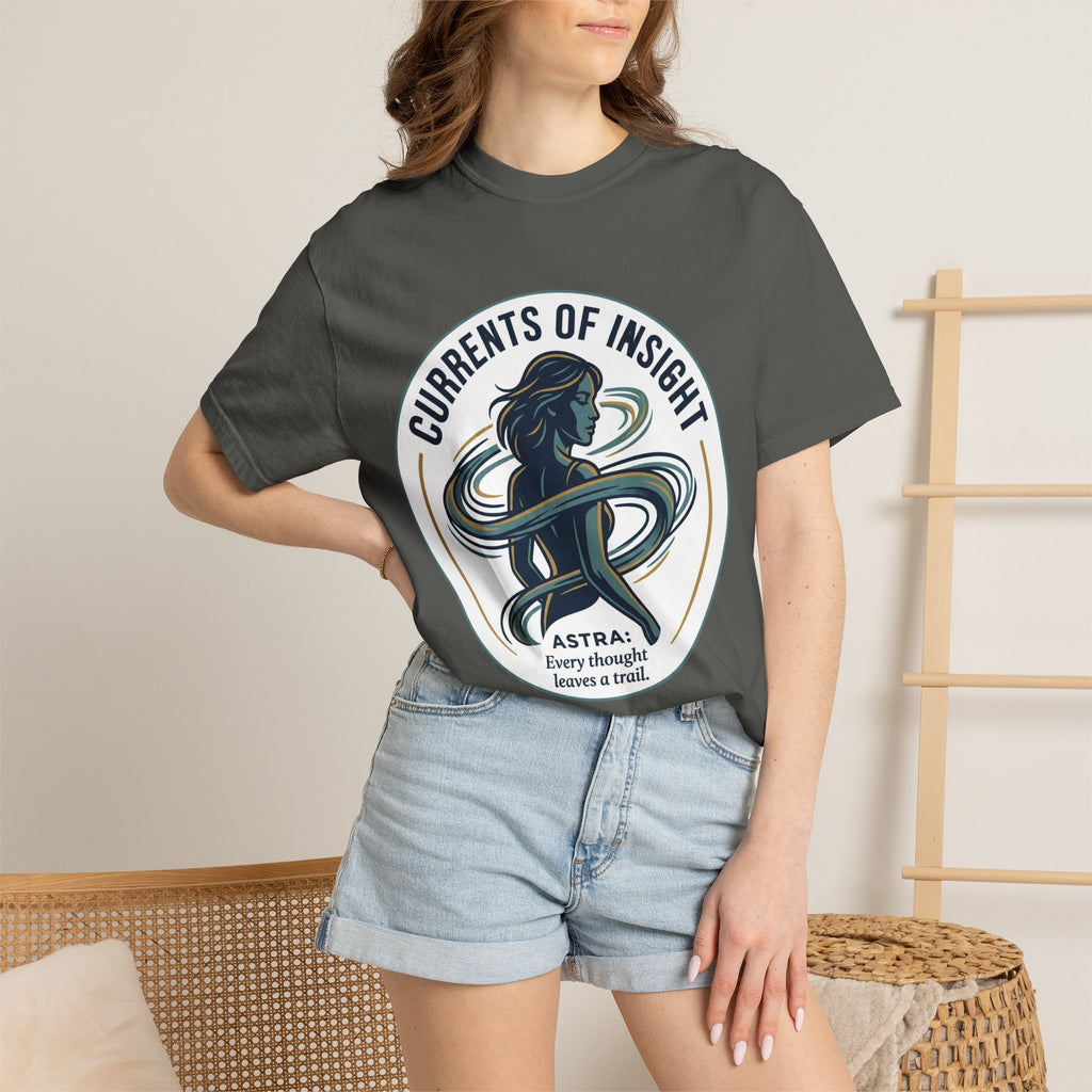 Power Runs Black Currents of Insight T-Shirt — 'Astra: Every thought leaves a trail' Graphic Tee by Power Runs Black