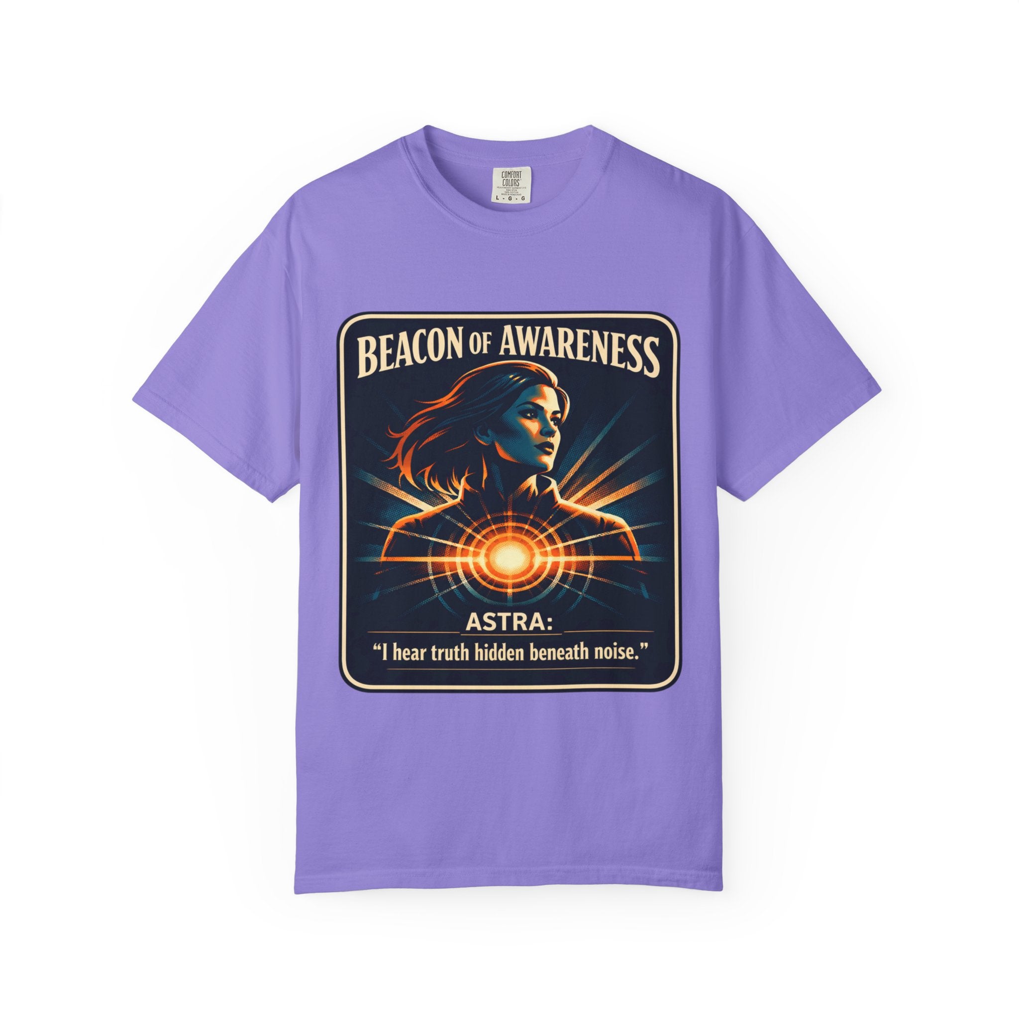 Power Runs Black Beacon of Awareness T-Shirt — “Astra: I hear truth hidden beneath noise” Cosmic Graphic Tee by Power Runs Black