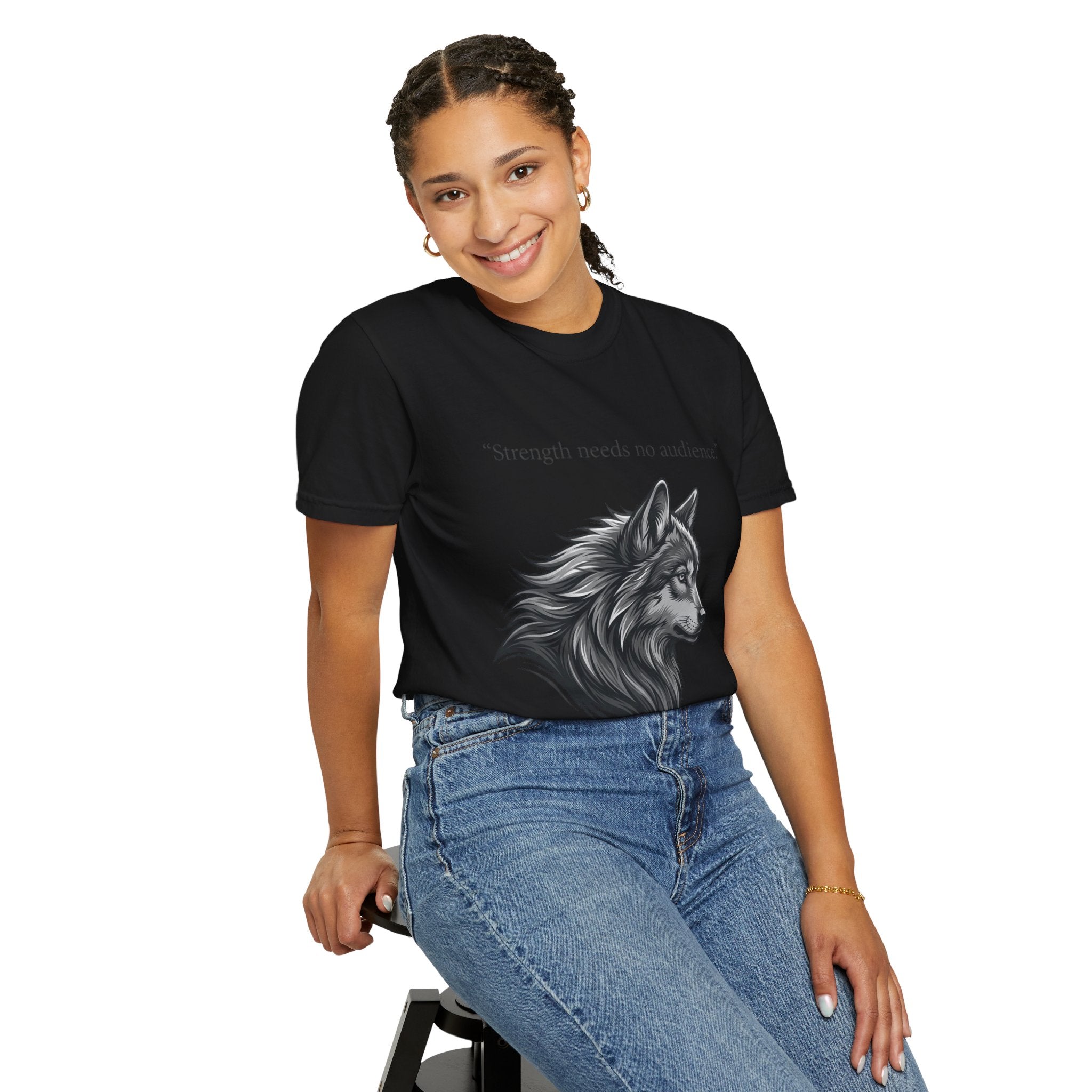 PRB Wolf Head T-Shirt — "Strength needs no audience" Inspirational Graphic Tee by Printify