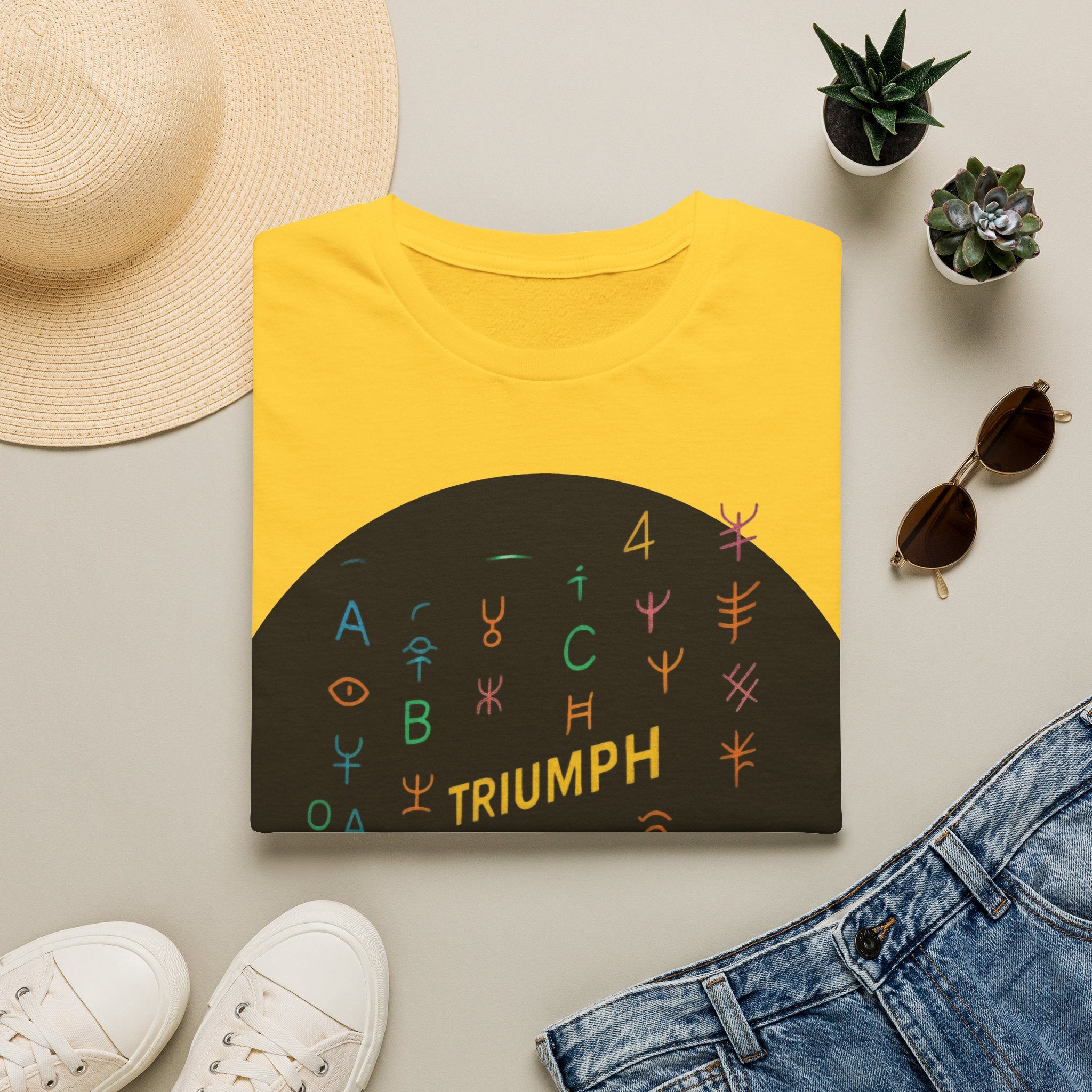 PRB Triumph Afro Hair Silhouette T-Shirt | Black Hair Alphabet Design by Printify