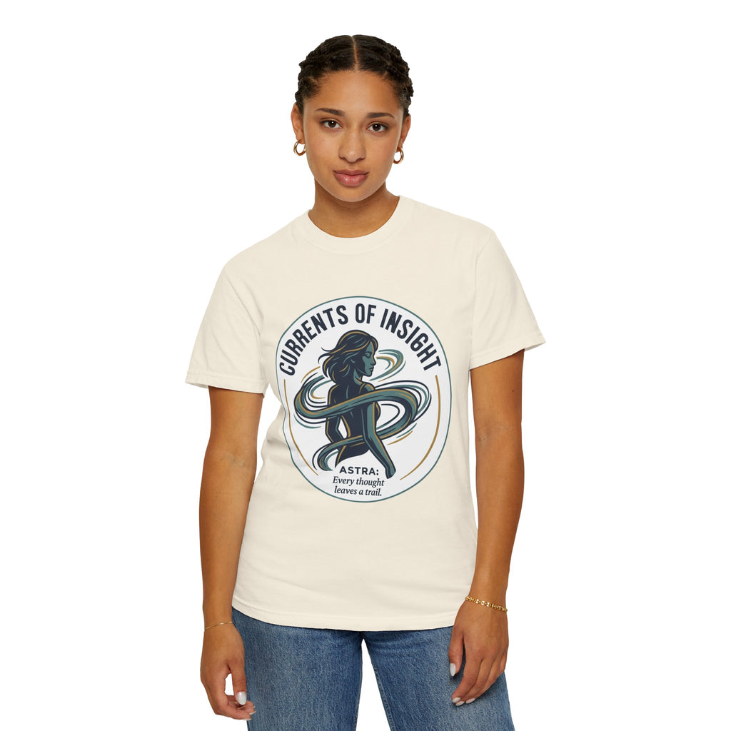 Power Runs Black Currents of Insight T-Shirt — 'Astra: Every thought leaves a trail' Graphic Tee by Power Runs Black