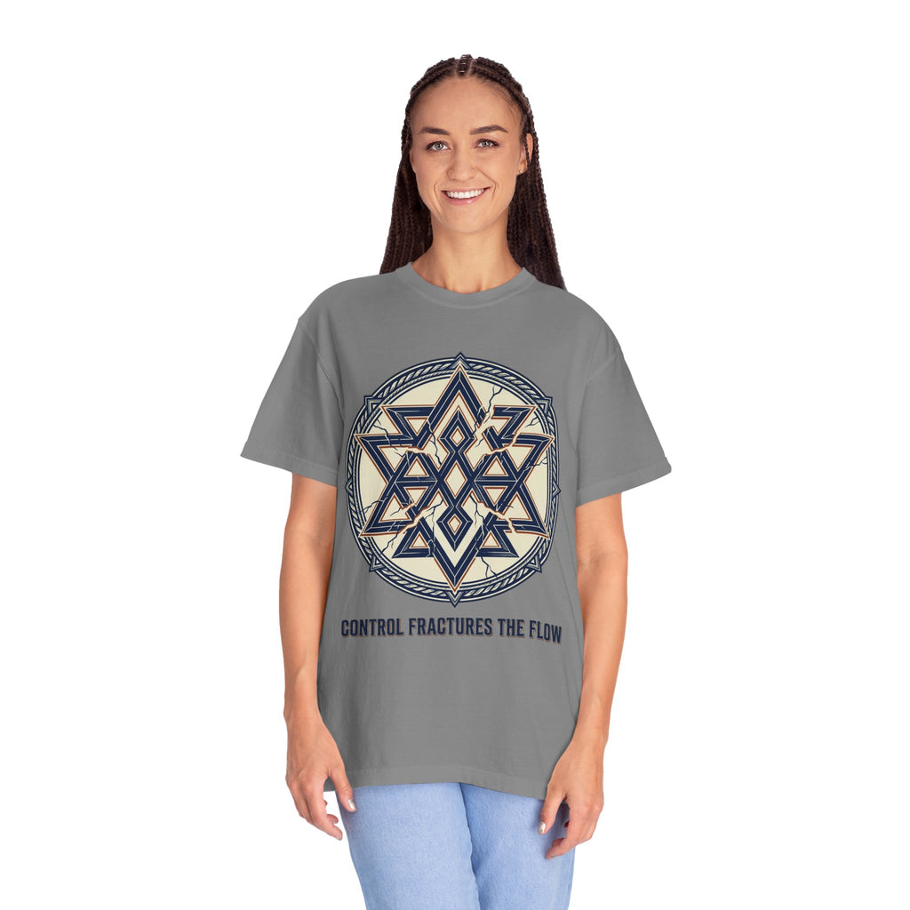 Power Runs Black PRB Geometric Star Mandala T-Shirt — "Control Fractures the Flow" Graphic Tee by Power Runs Black