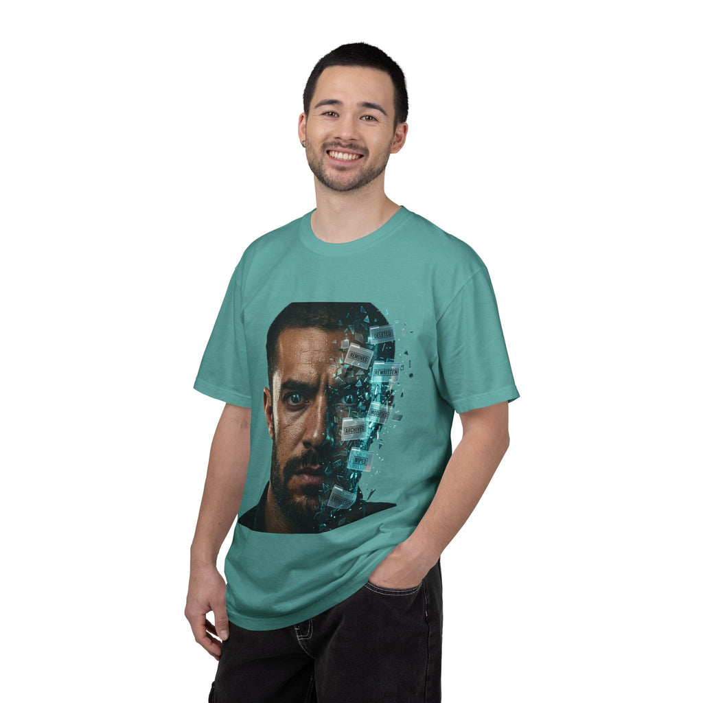 Syndication Loop Cyberpunk Portrait Tee — Tech-Noir Graphic T-Shirt | Power Runs Black by Printify