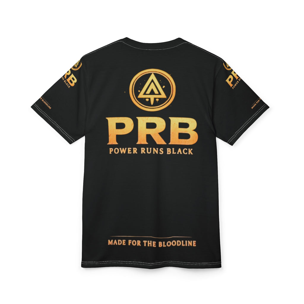 PRB Gold Houndstooth All-Over Print Tee — Bold Streetwear Graphic Shirt by Power Runs Black