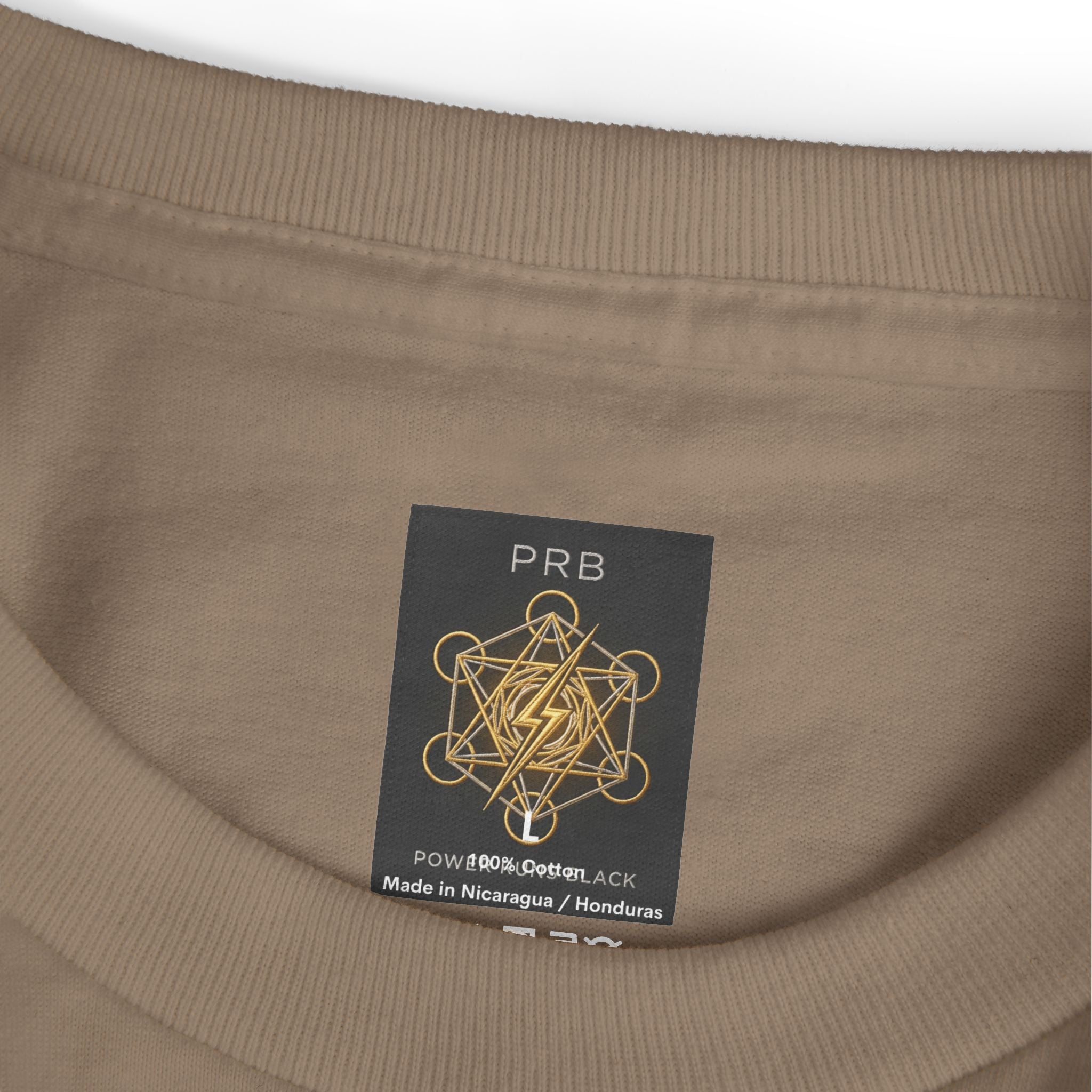 Power Runs Black PRB Abstract Geometric Logo Tee — Vintage Garment-Dyed Graphic T-Shirt by Power Runs Black