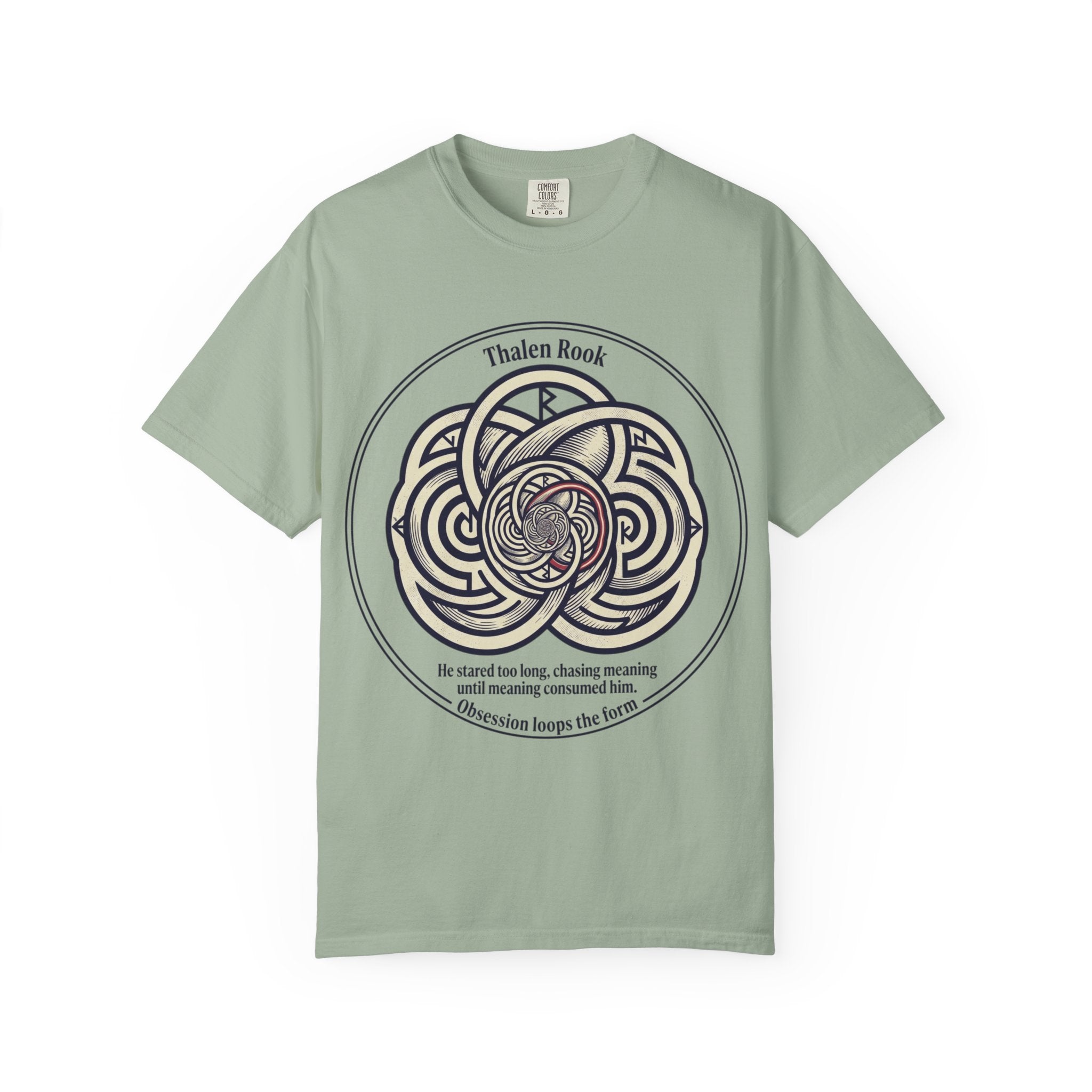 Power Runs Black PRB Thalen Rook Celtic Knot Graphic T-Shirt — "He stared too long..." Quote Tee by Power Runs Black