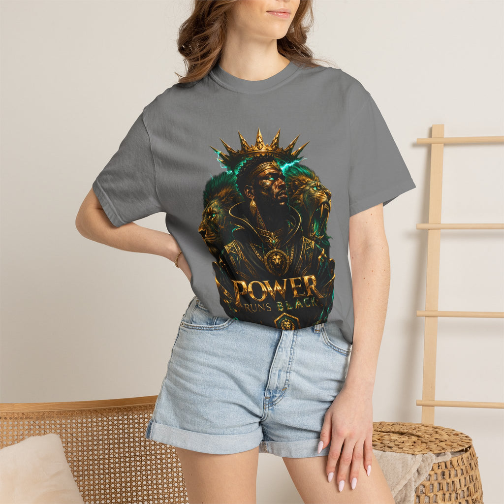 Power Runs Black PRB Green Angel Graphics Tee by Power Runs Black