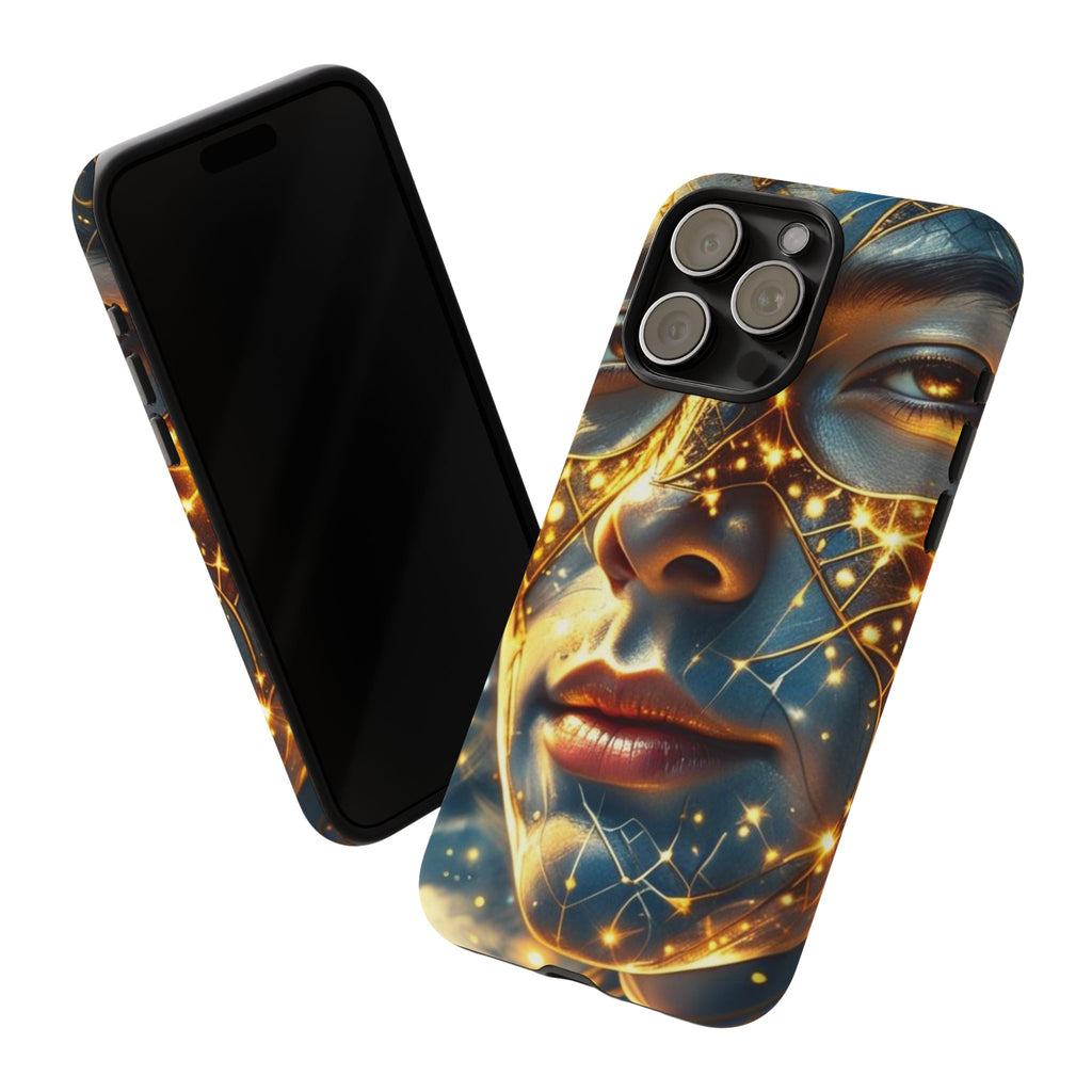 PRB Galactic Portrait Tough Case | Cosmic Face Phone Case, Starry Nebula Design by Power Runs Black