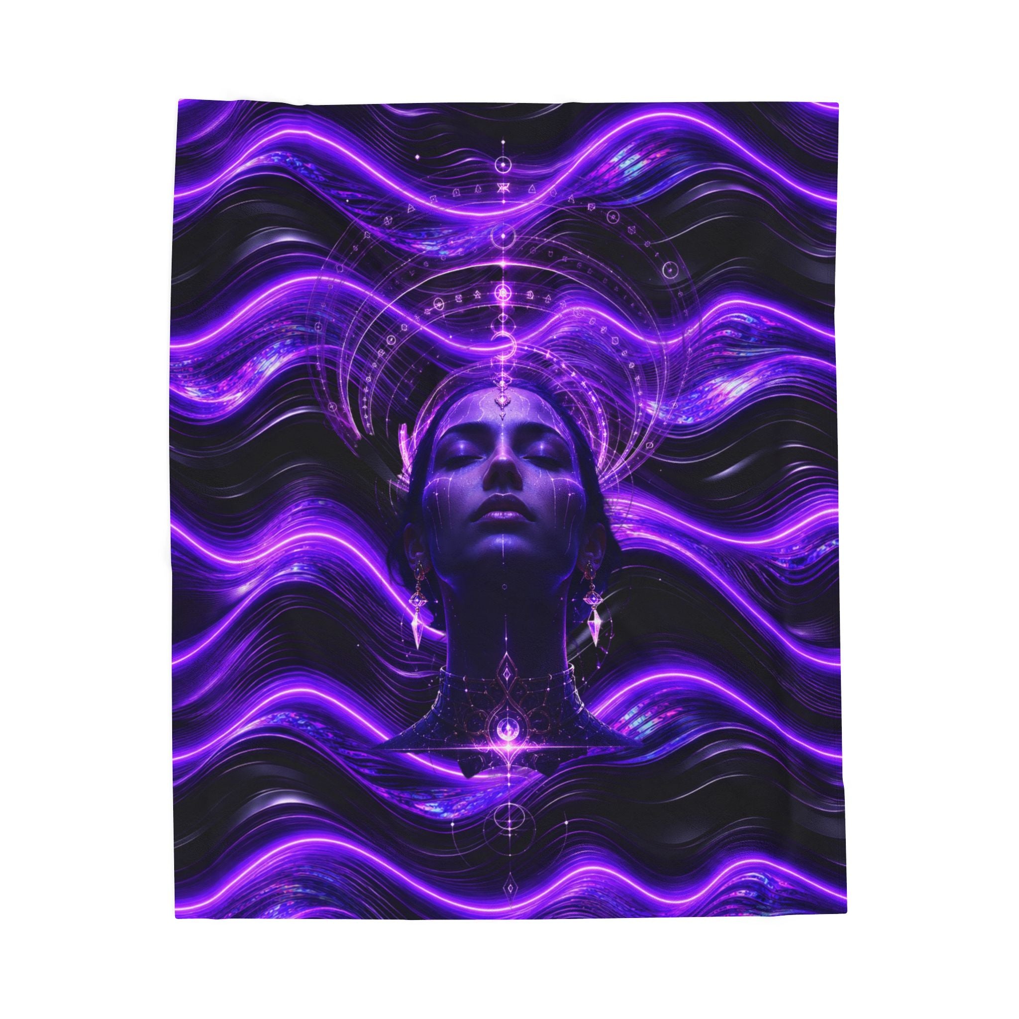 Power Runs Black Mystic Violet Aura Velveteen Plush Blanket by Power Runs Black