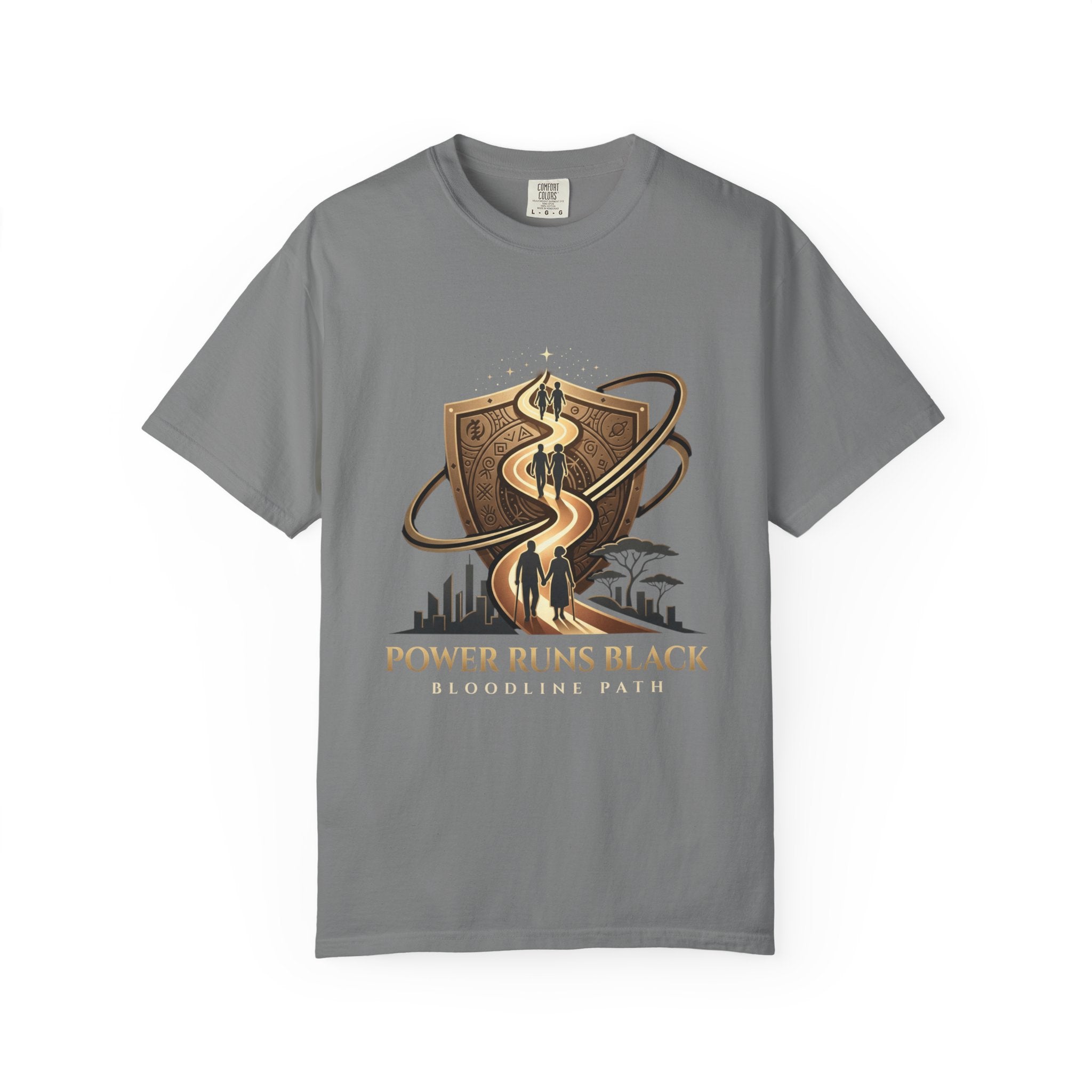 PRB Shield City Skyline Graphic T-Shirt | Serpent Emblem Streetwear Tee by Printify