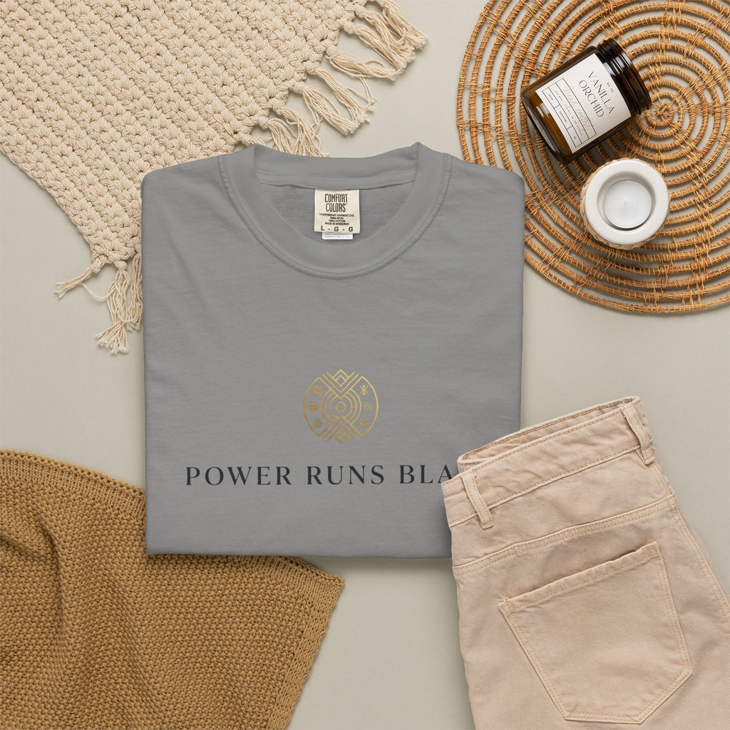 Power Runs Black PRB Graphic T-Shirt — Minimal Emblem Tee by Power Runs Black