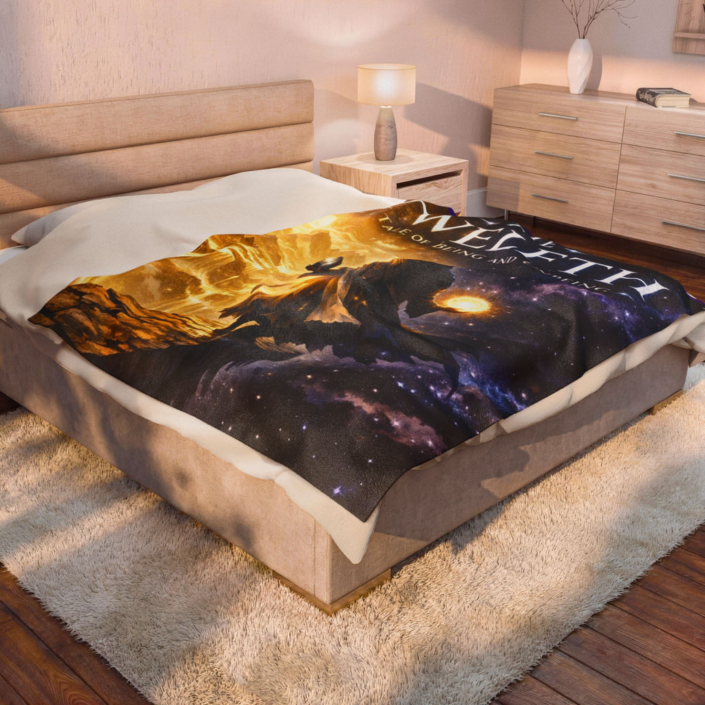 PRB Velveteen Plush Blanket — 'The Twelfth: A Tale of Being and Unbeing' Fantasy Book Cover Throw by Printify