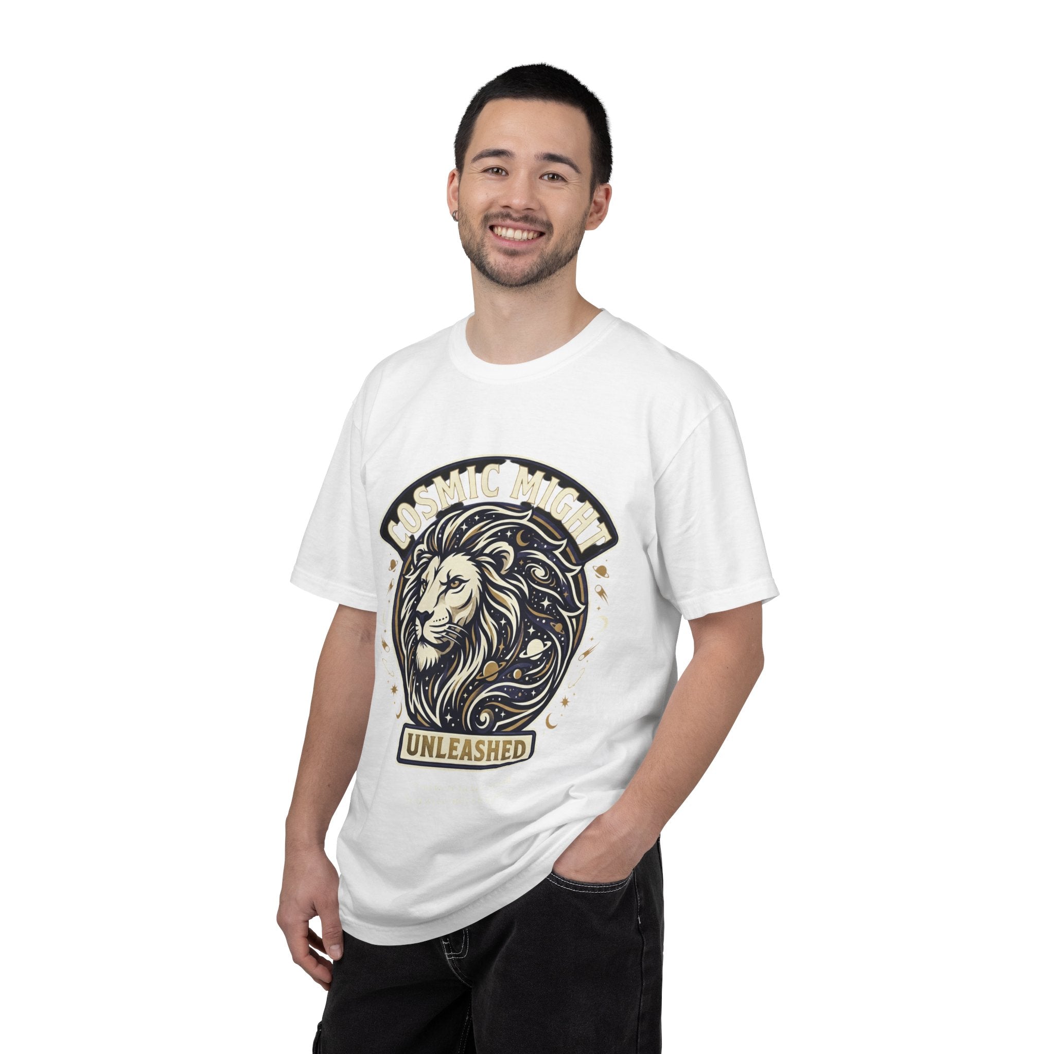 PRB Starforged Flex Cosmic Might Unleashed Lion Graphic T-Shirt — "Unleashed" Inspirational Lion Tee by Power Runs Black