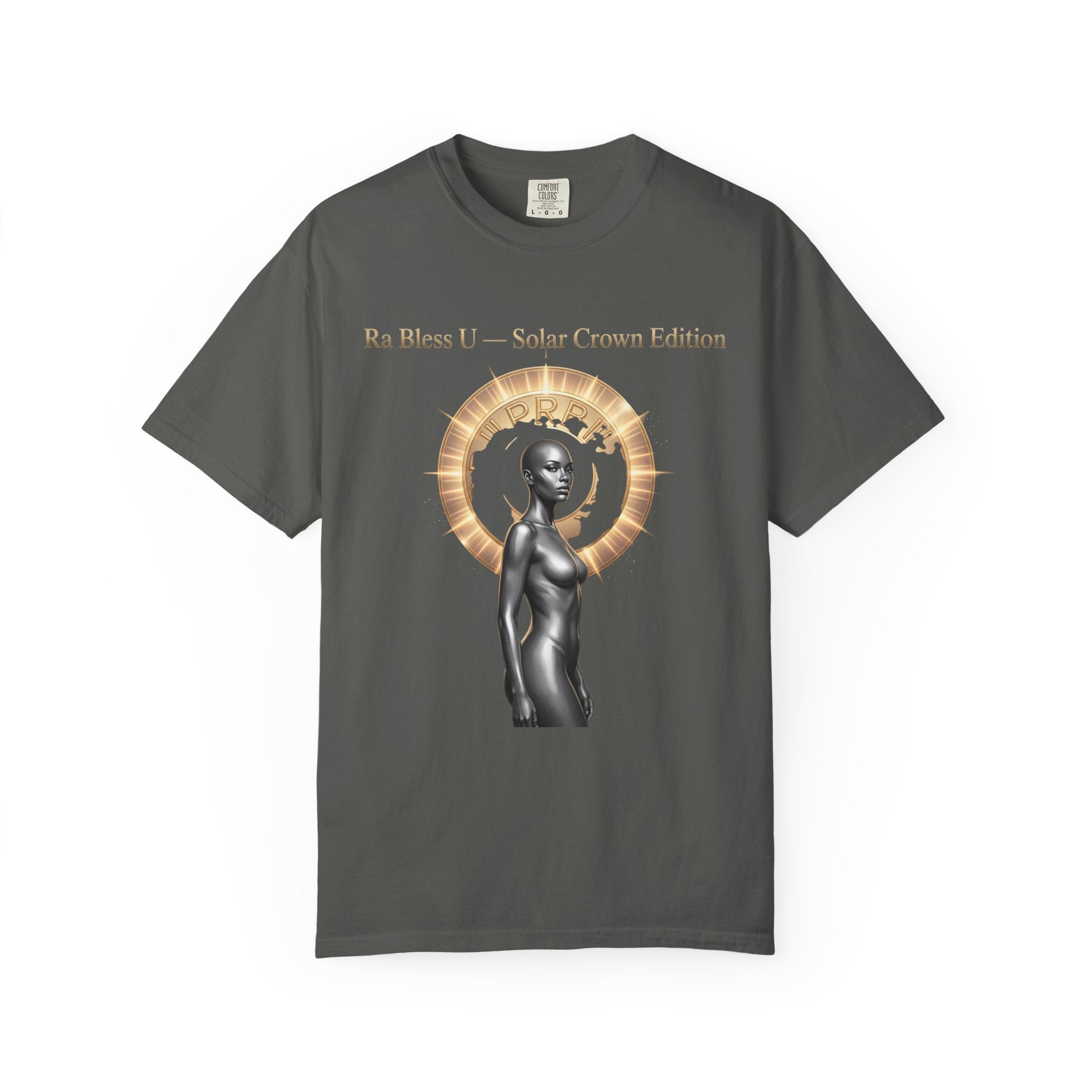 Printify PRB Solar Crown T-Shirt — "Ra Bless U" Artistic Goddess Graphic Tee - T-Shirt