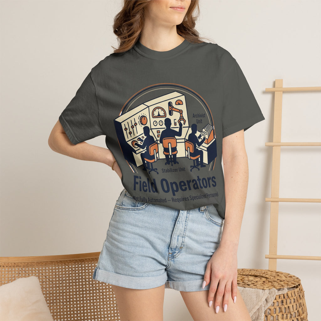 Power Runs Black PRB Field Operators T-Shirt — "Field Operators: Not Fully Automated — Requires Specialized Personnel" by Power Runs Black
