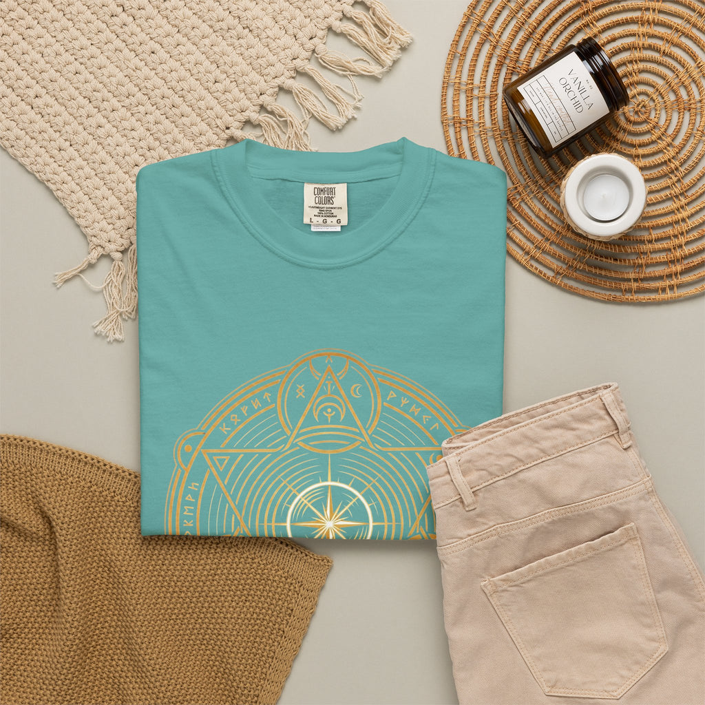 Power Runs Black PRB — Veyra Kain Geometric Sigil Tee with “Too Much Becomes Ruin” Graphic T-Shirt by Printify