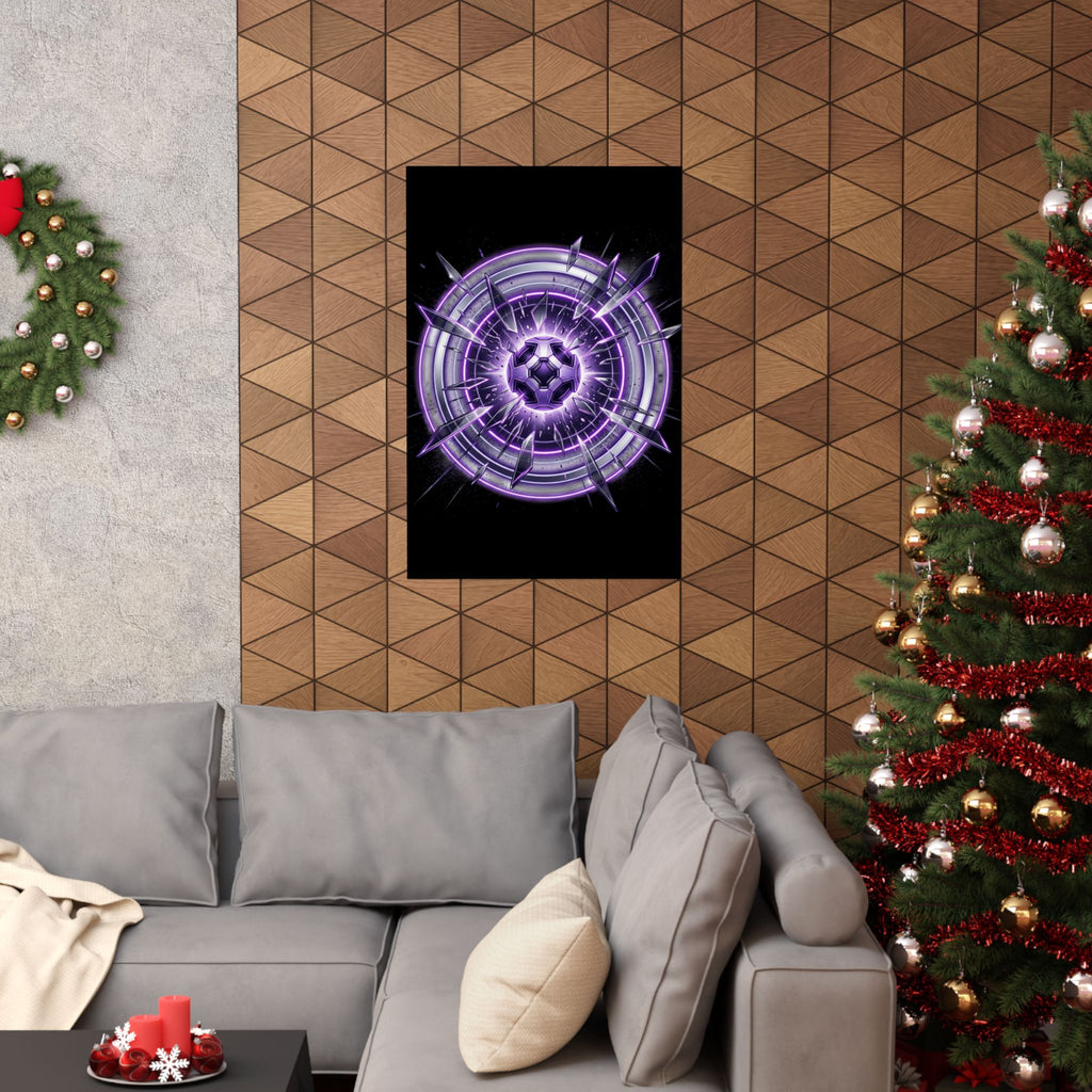 Power Runs Black Purple Energy Shield Matte Poster by Power Runs Black
