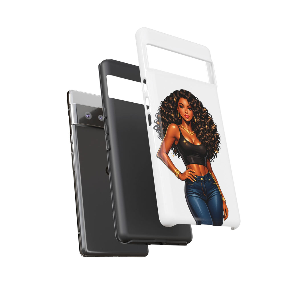 Pretty Rich Bitch by PRB Curly Hair Phone Case by Power Runs Black