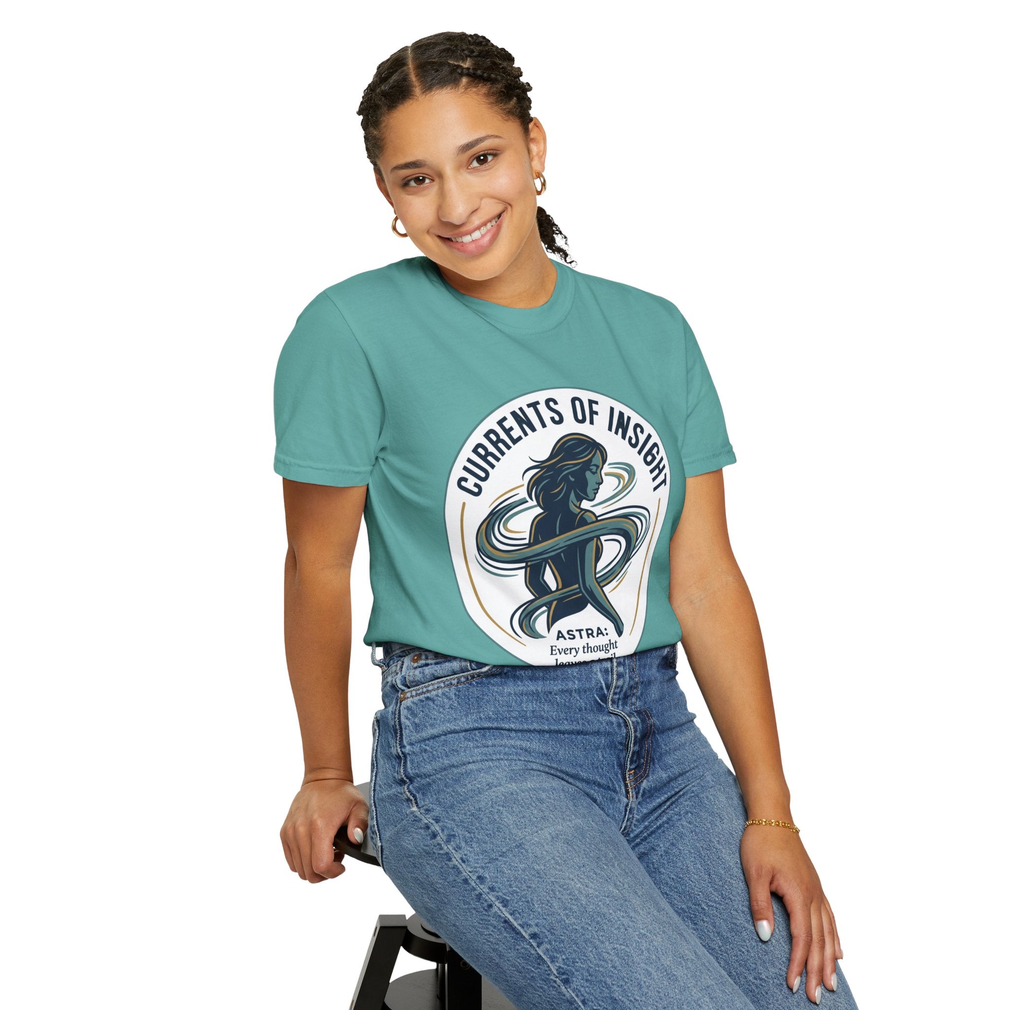 Power Runs Black Currents of Insight T-Shirt — 'Astra: Every thought leaves a trail' Graphic Tee by Power Runs Black