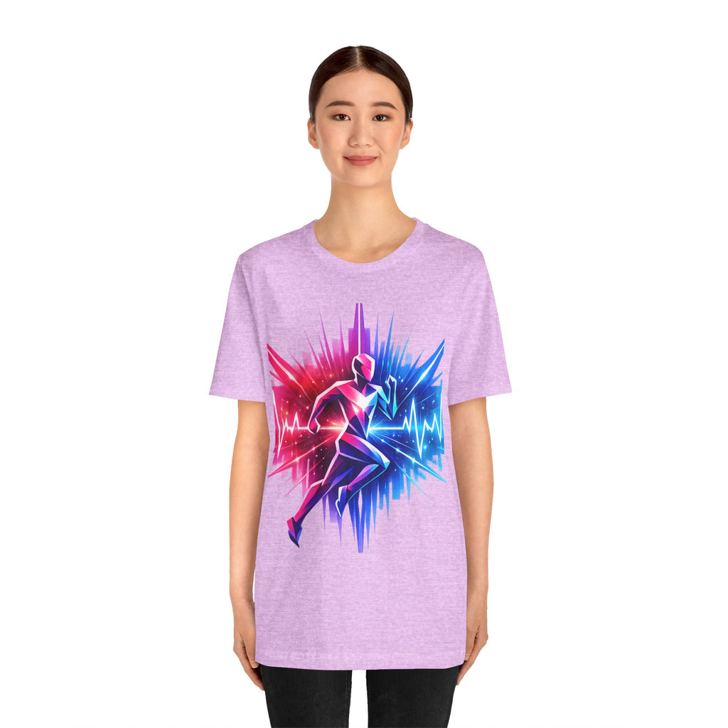Power Runs Black PRB Running Pulse Graphic Tee — Neon Runner Heartbeat Sports T‑Shirt by Power Runs Black