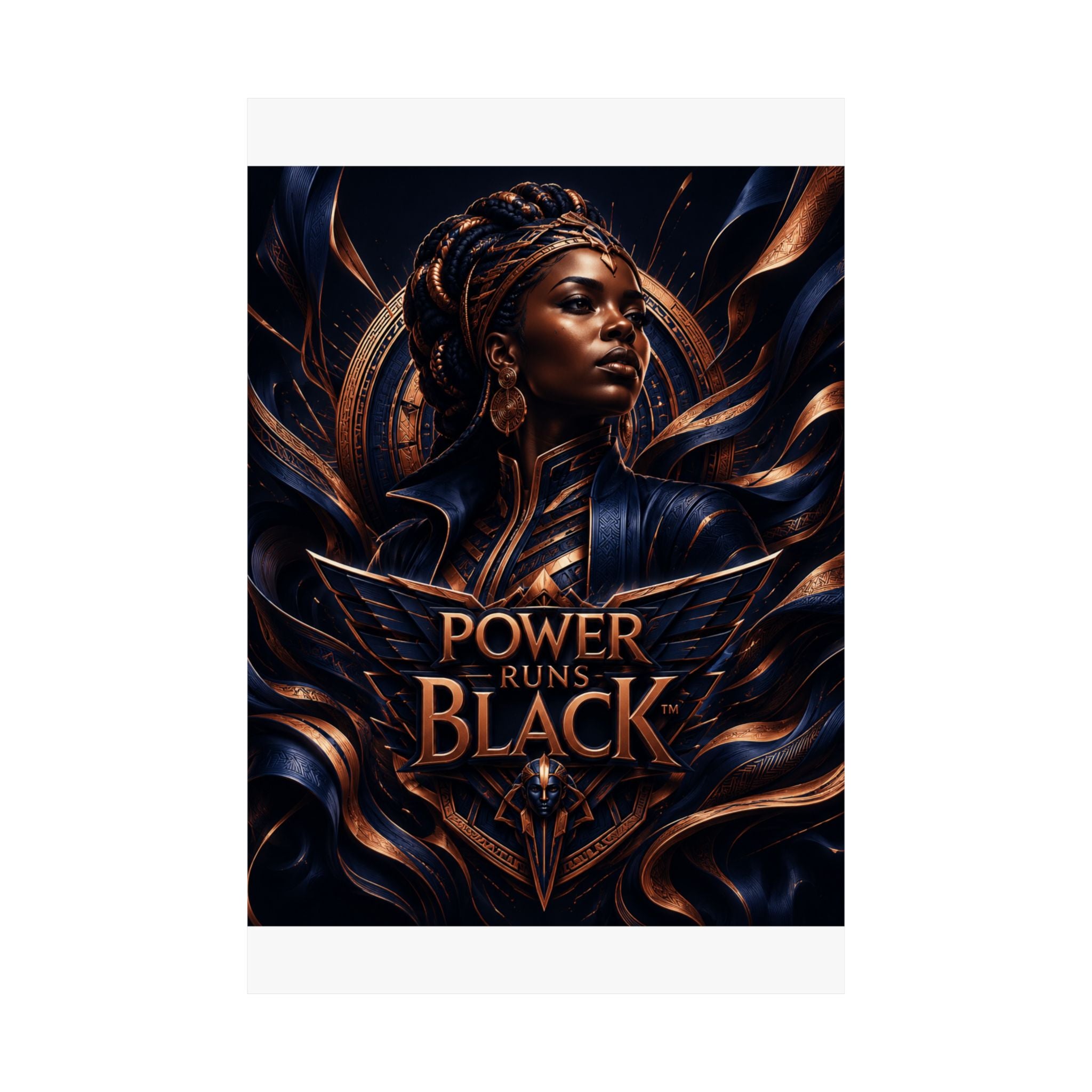 Power Runs Black Matte Poster — Afrocentric Inspirational Wall Art by Power Runs Black
