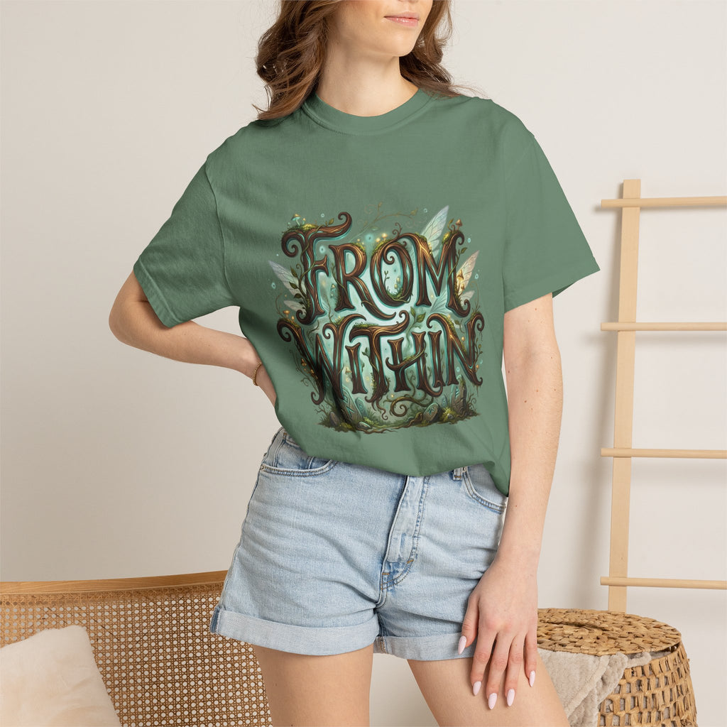 Power Runs Black PRB From Within T-shirt | Nature Typography Forest Illustration by Printify