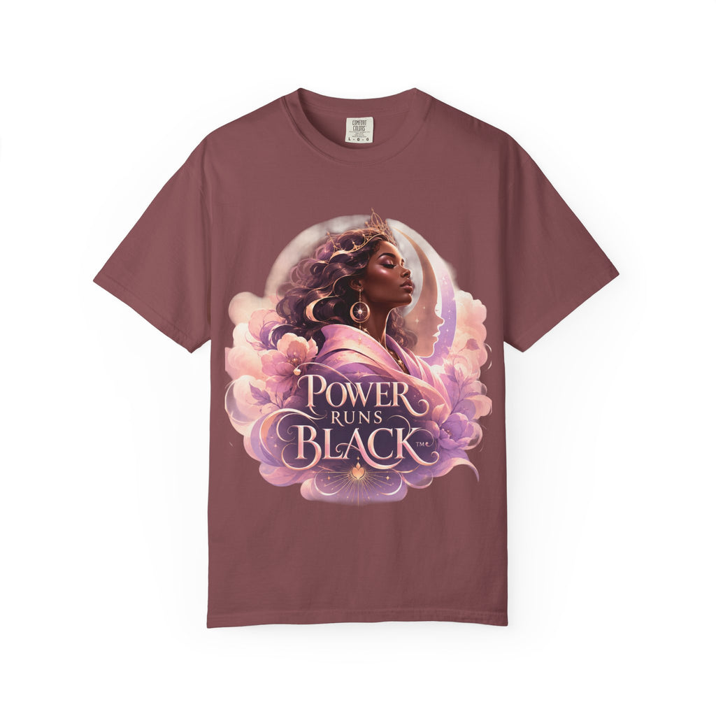 Power Runs Black graphic tee | Black woman portrait, Afro empowerment shirt by Power Runs Black