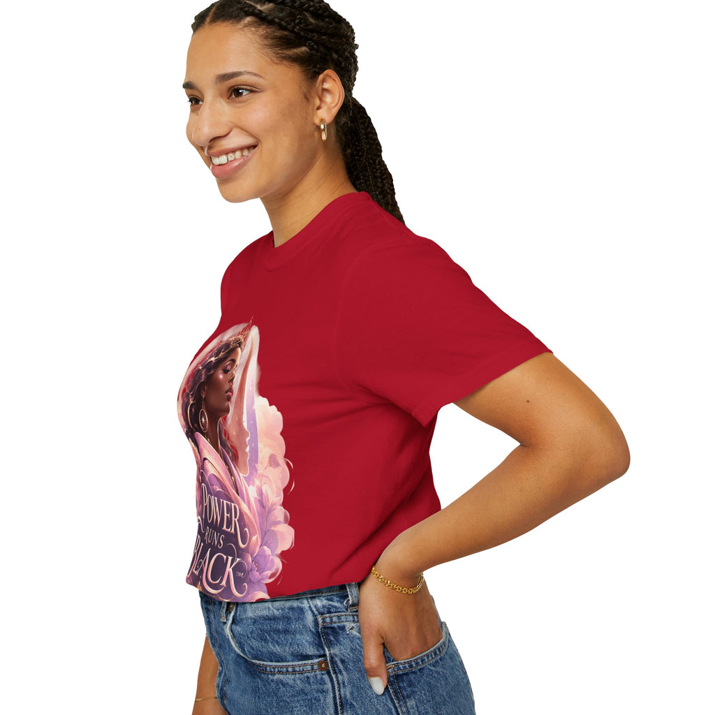 Power Runs Black graphic tee | Black woman portrait, Afro empowerment shirt by Power Runs Black